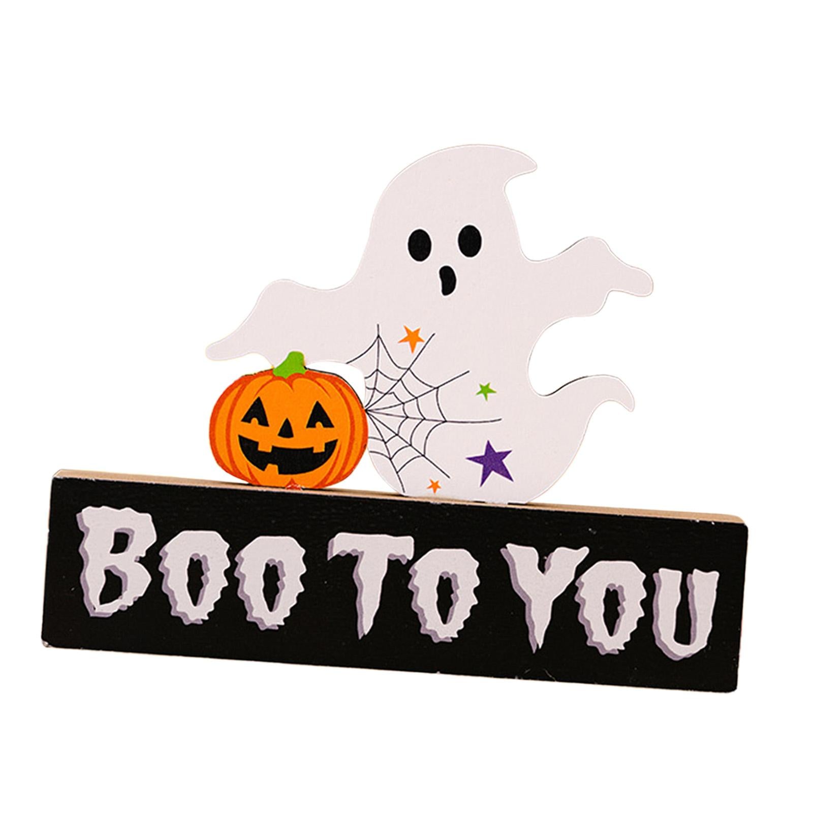 Halloween Wooden Ornament Cute for Planter Pot Decoration Living Room Indoor Style D