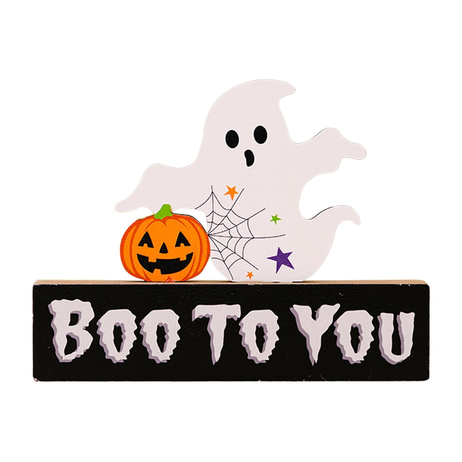 Halloween Wooden Ornament Cute for Planter Pot Decoration Living Room Indoor Style D