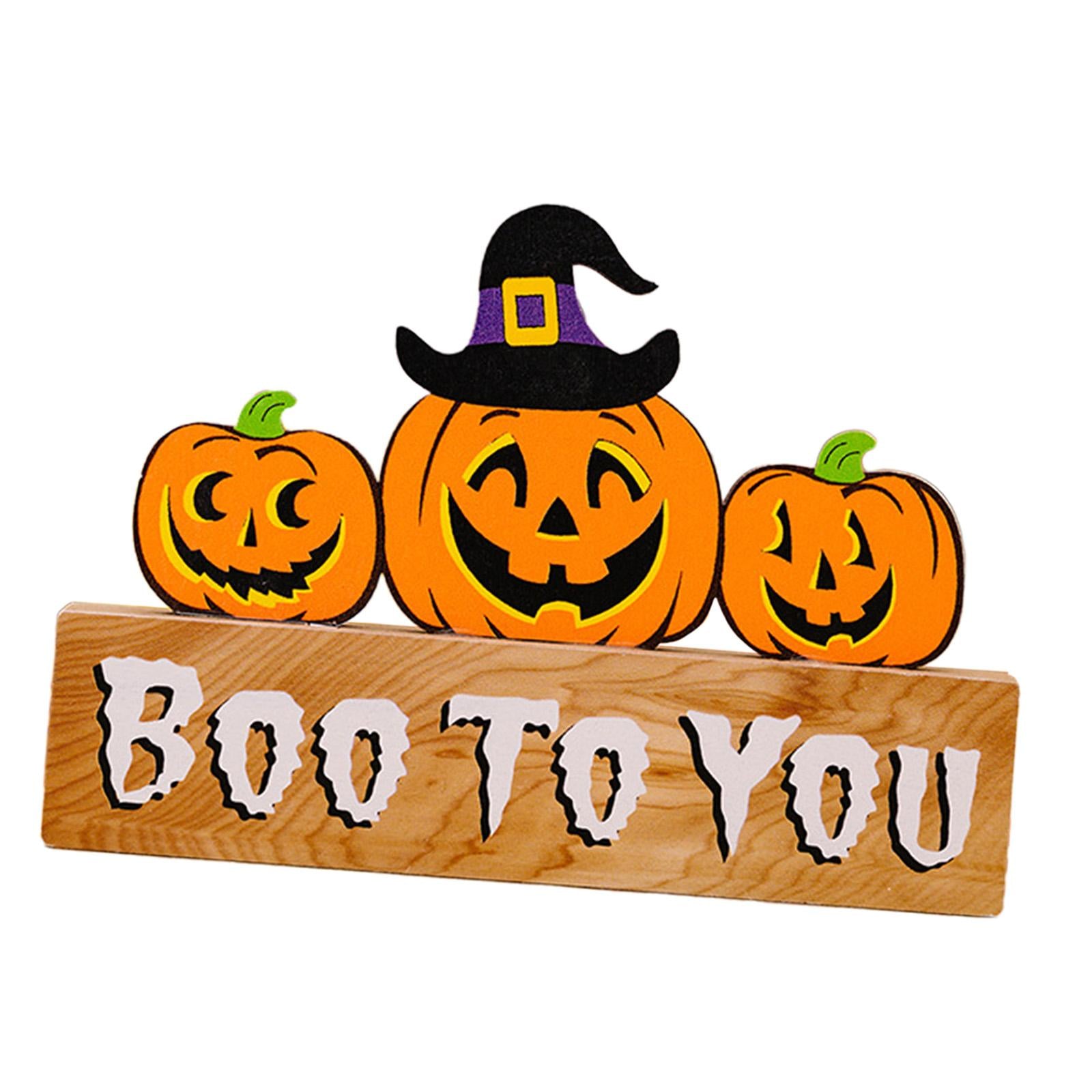 Halloween Wooden Ornament Cute for Planter Pot Decoration Living Room Indoor Style E