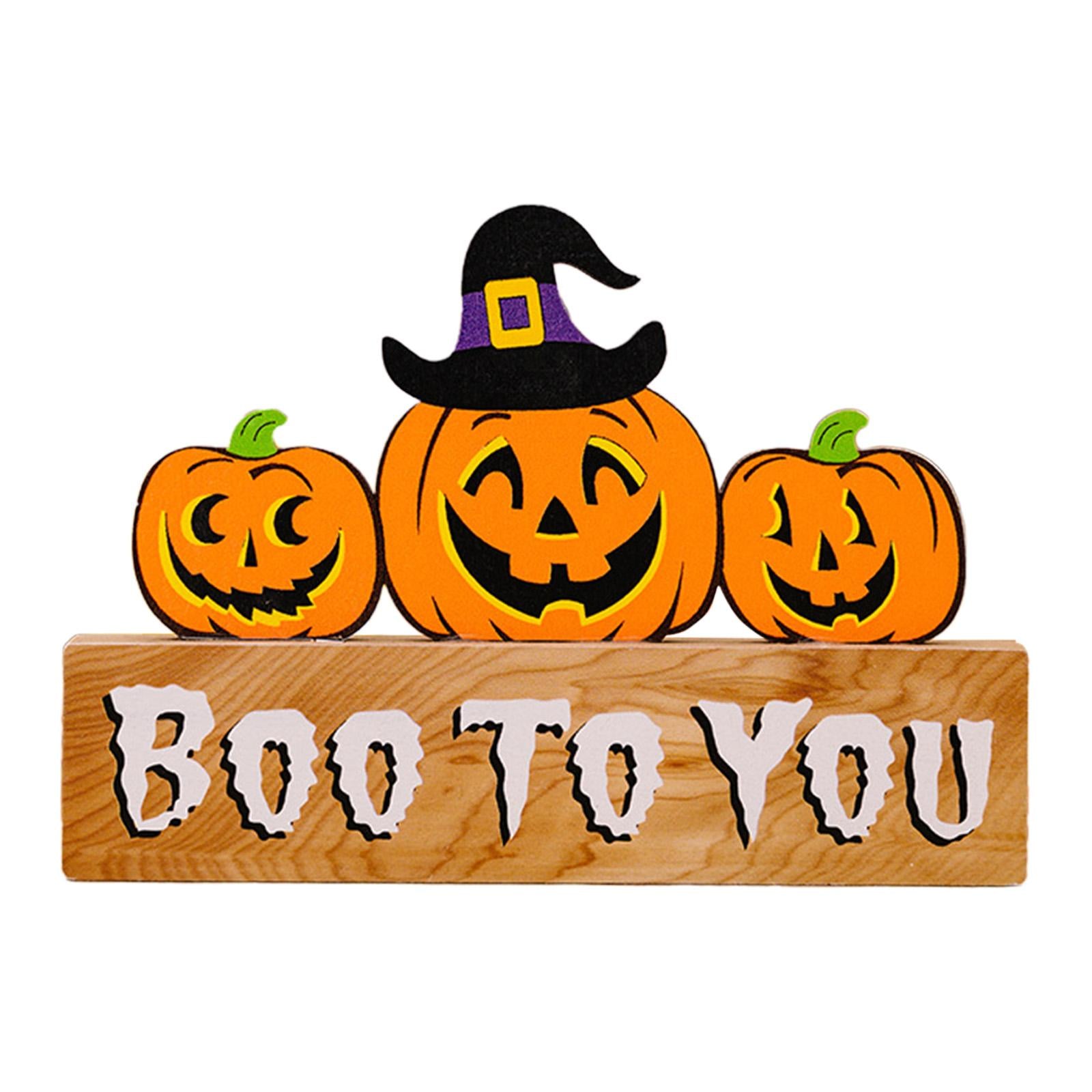Halloween Wooden Ornament Cute for Planter Pot Decoration Living Room Indoor Style E