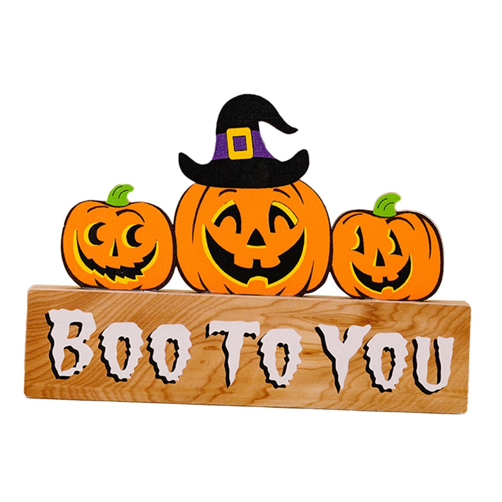 Halloween Wooden Ornament Cute for Planter Pot Decoration Living Room Indoor Style E