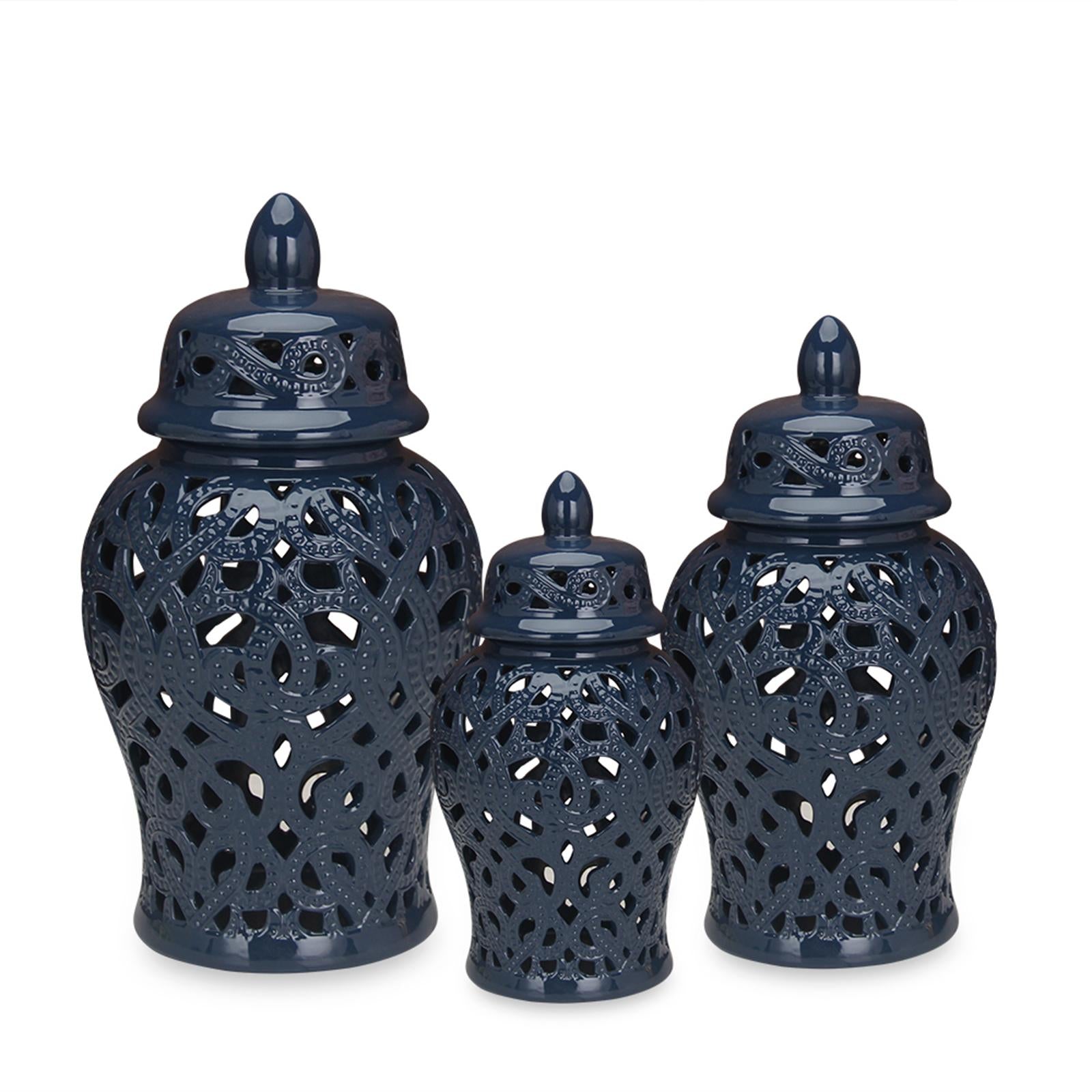 Ceramic Vase Traditional Handicraft with Lid Decoration Porcelain Ginger Jar