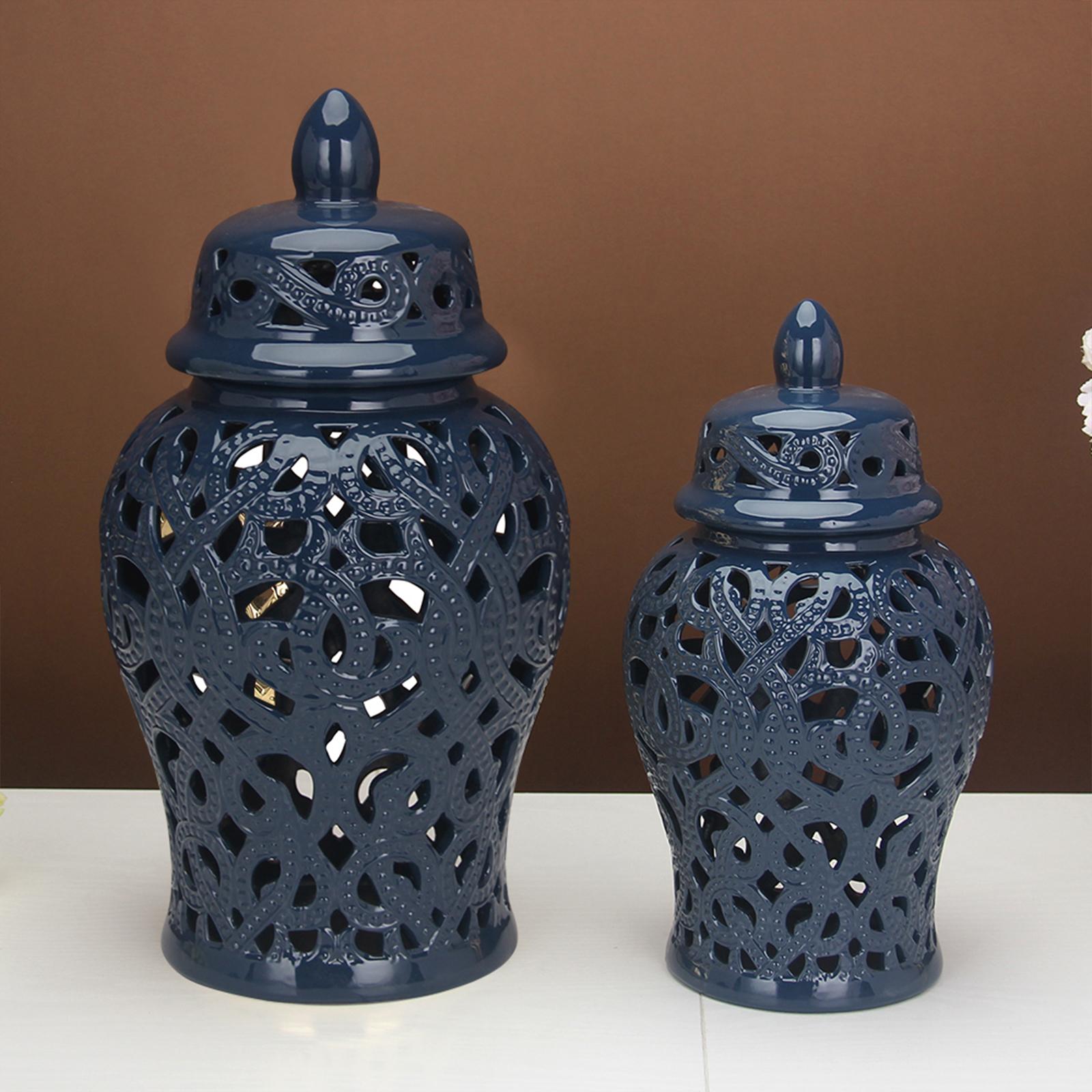 Ceramic Vase Traditional Handicraft with Lid Decoration Porcelain Ginger Jar