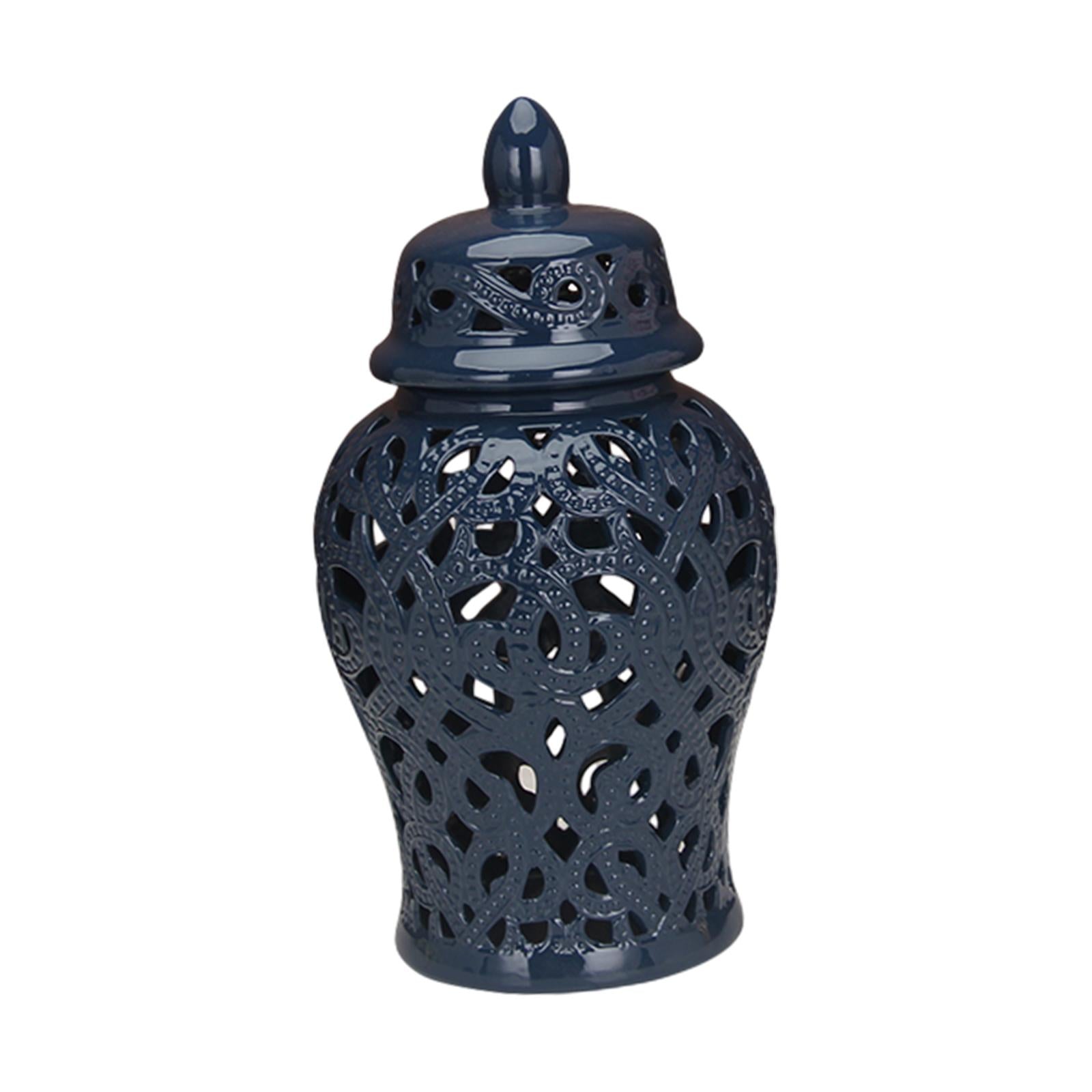 Ceramic Vase Traditional Handicraft with Lid Decoration Porcelain Ginger Jar
