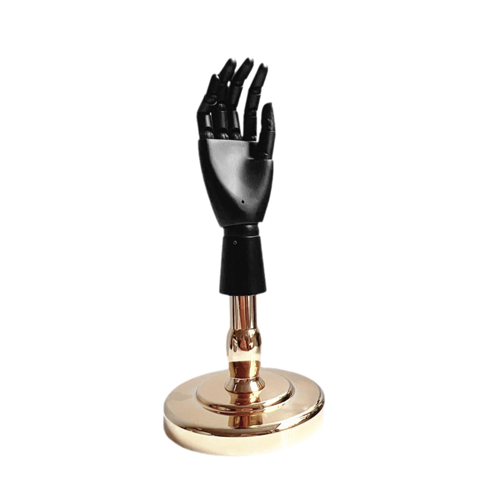 Wooden Artist Articulated Hand Mannequin for Jewelry Display Desk Decoration Black and Gold