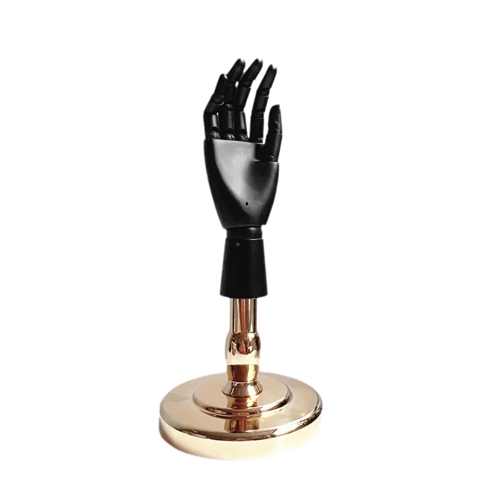Wooden Artist Articulated Hand Mannequin for Jewelry Display Desk Decoration Black and Gold