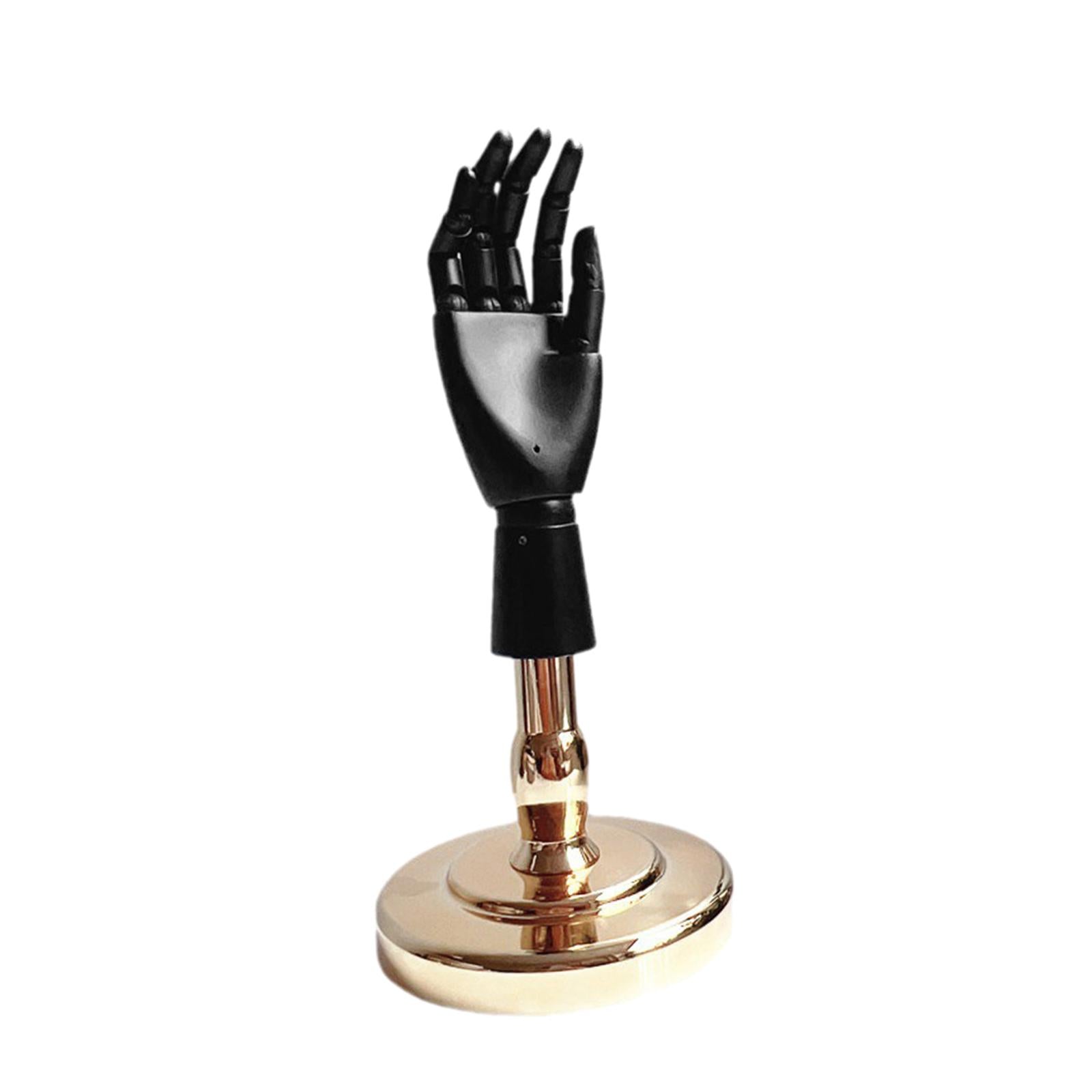 Wooden Artist Articulated Hand Mannequin for Jewelry Display Desk Decoration Black and Gold