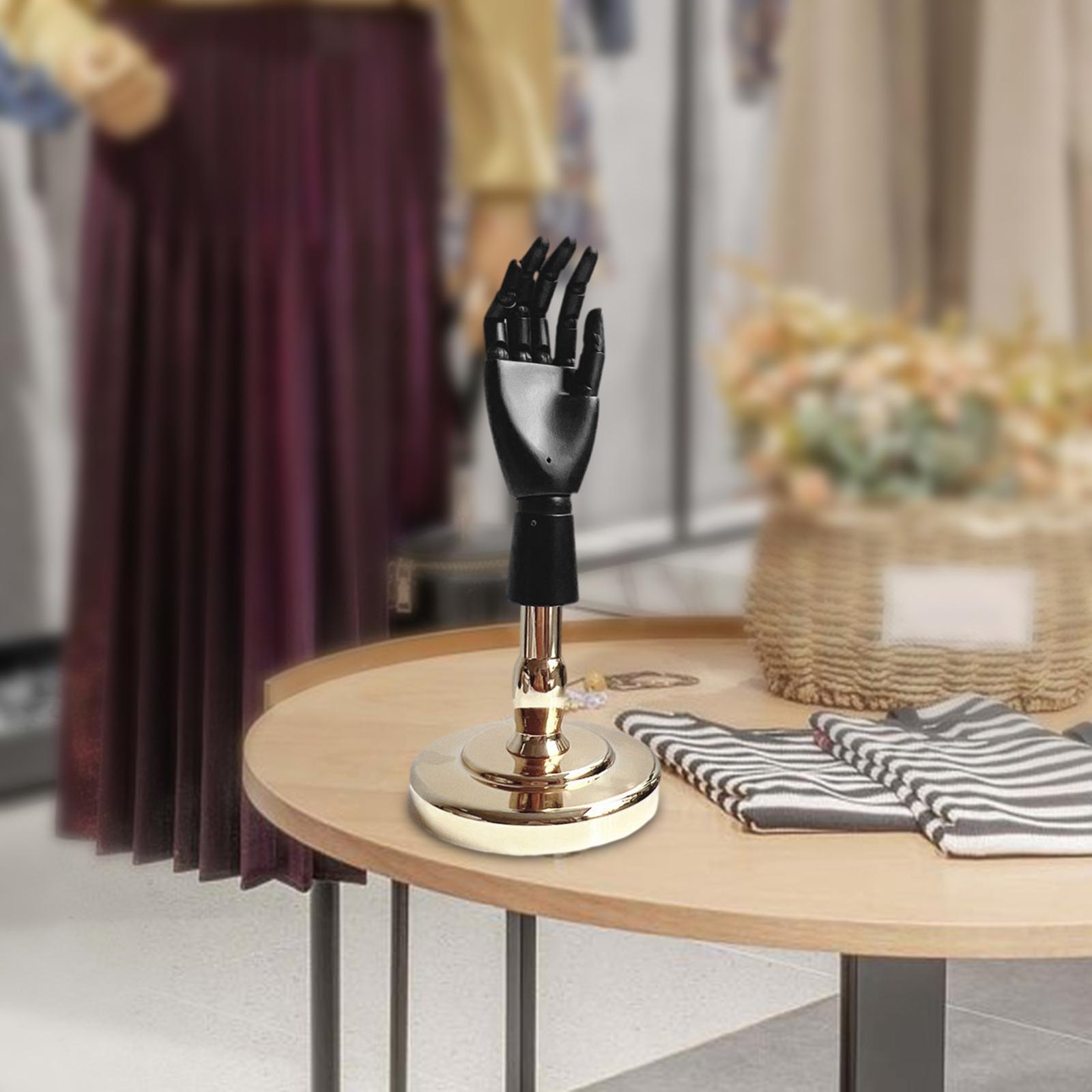 Wooden Artist Articulated Hand Mannequin for Jewelry Display Desk Decoration Black and Gold