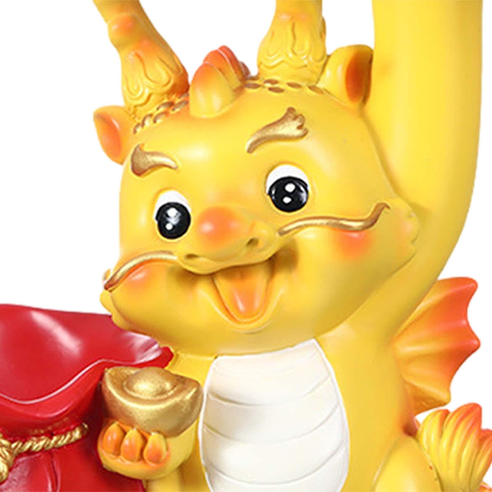 Dragon Sculpture with Storage Tray Ornament for Entryway Living Room Bedroom Style B