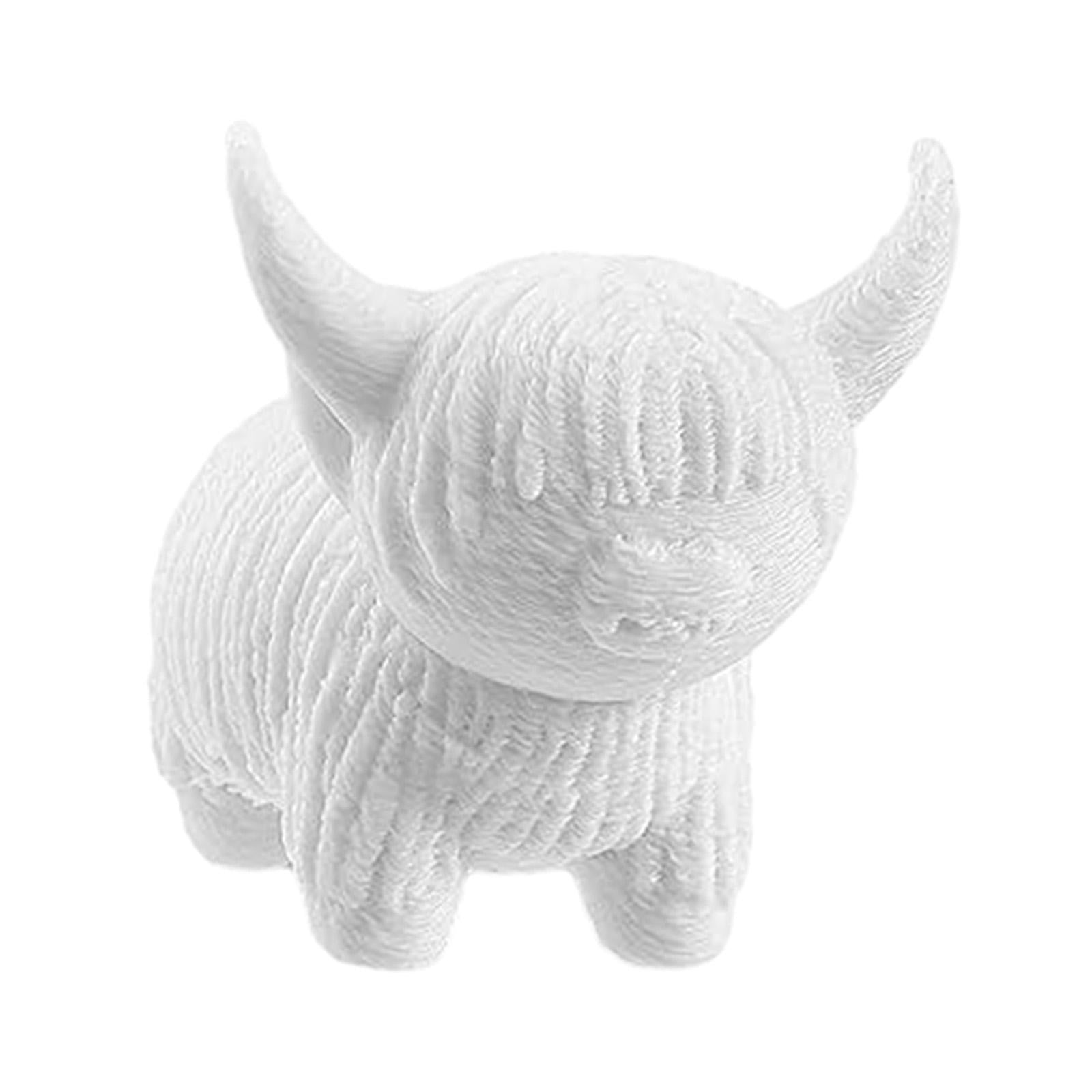 Cow Figurine Mini Souvenirs Gift Craft Ornament for Office Fireplace Cabinet L White