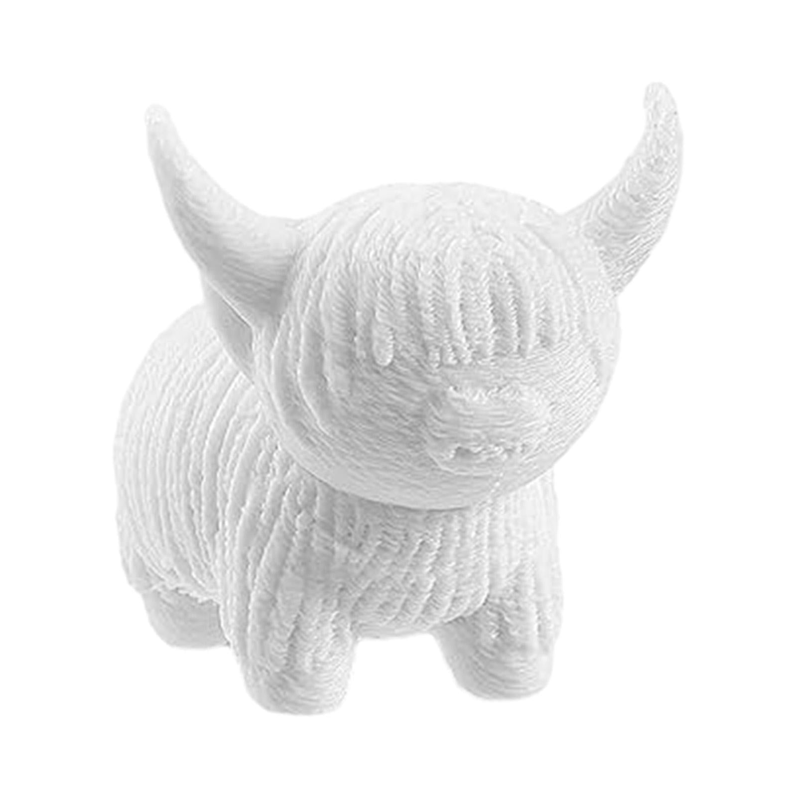 Cow Figurine Mini Souvenirs Gift Craft Ornament for Office Fireplace Cabinet L White
