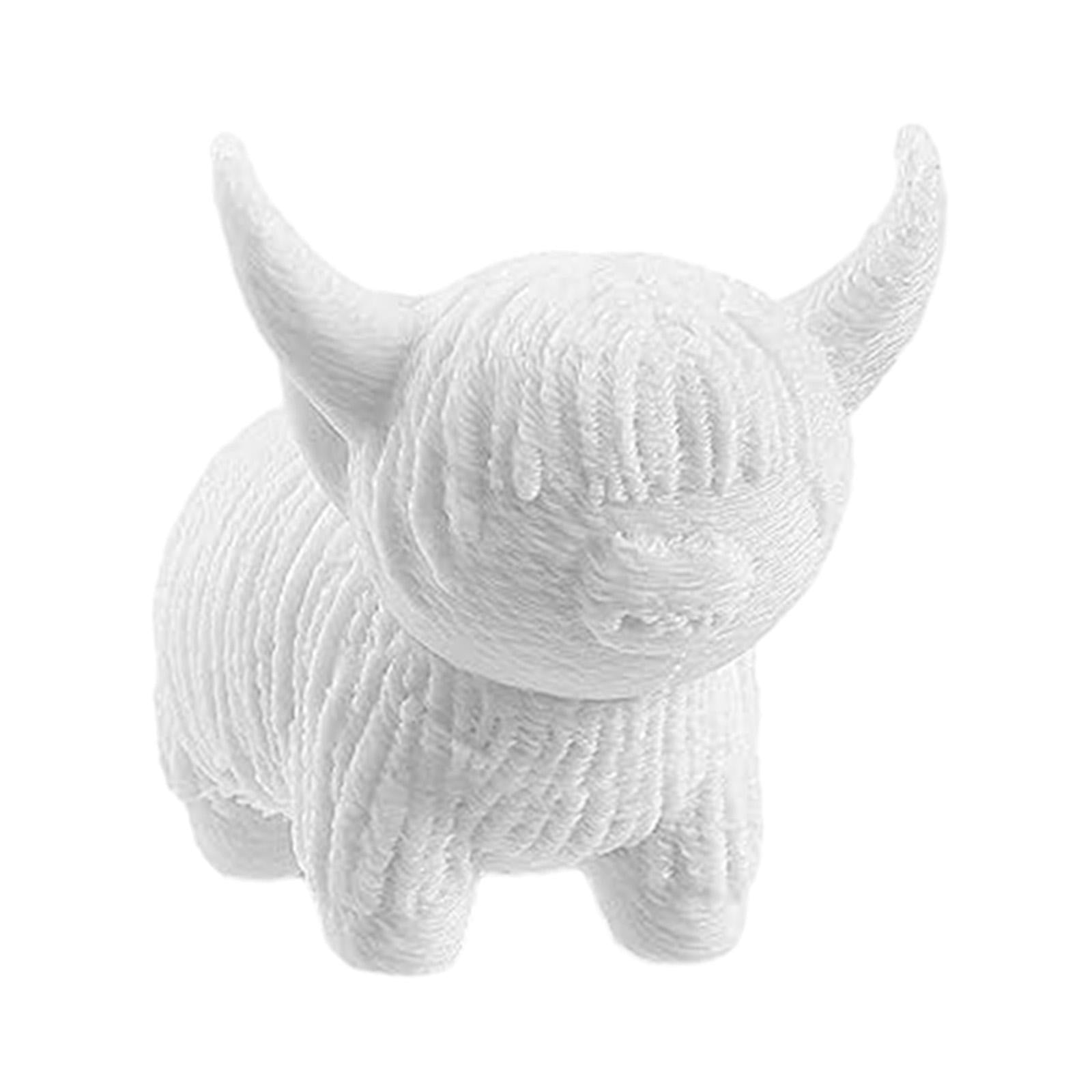 Cow Figurine Mini Souvenirs Gift Craft Ornament for Office Fireplace Cabinet L White