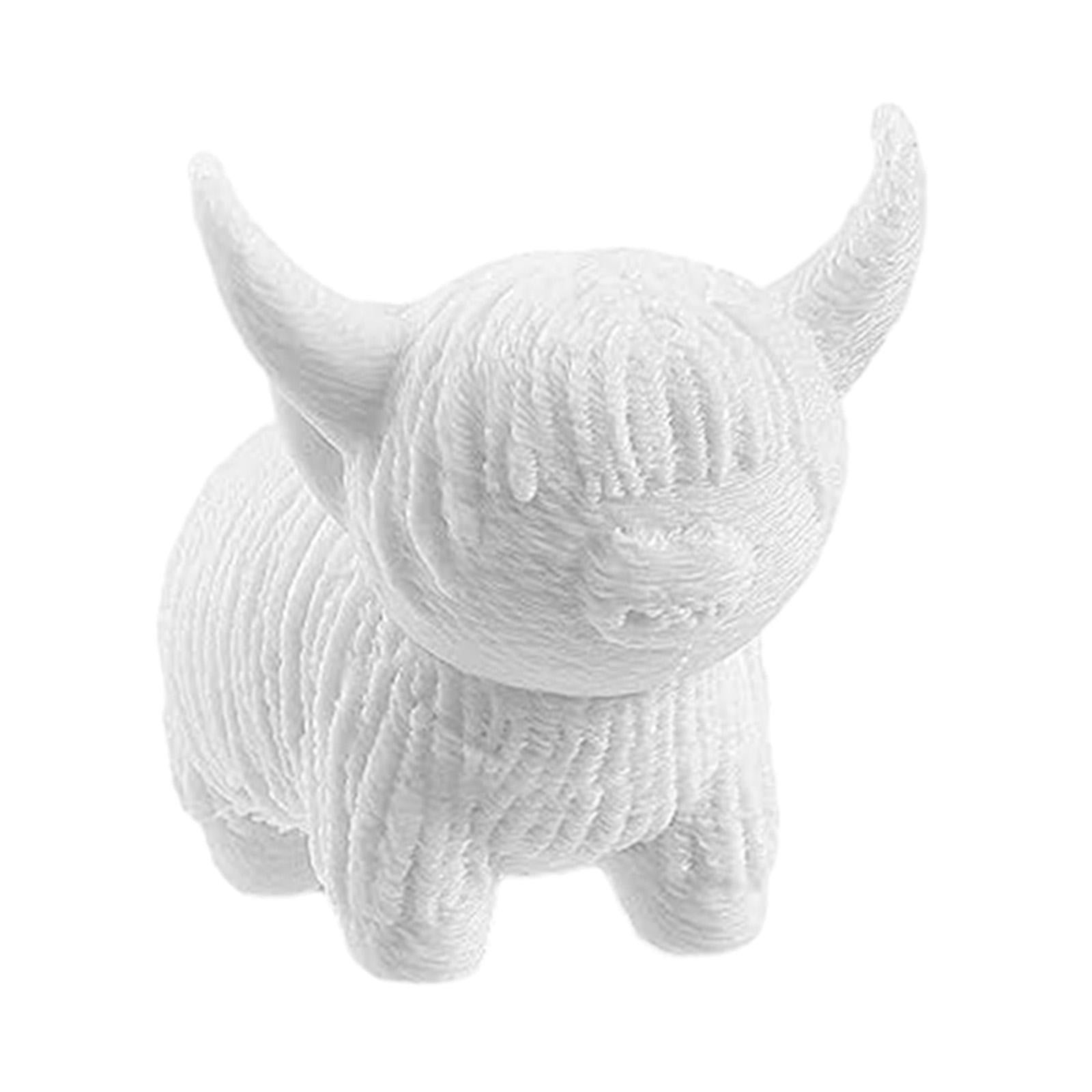 Cow Figurine Mini Souvenirs Gift Craft Ornament for Office Fireplace Cabinet L White