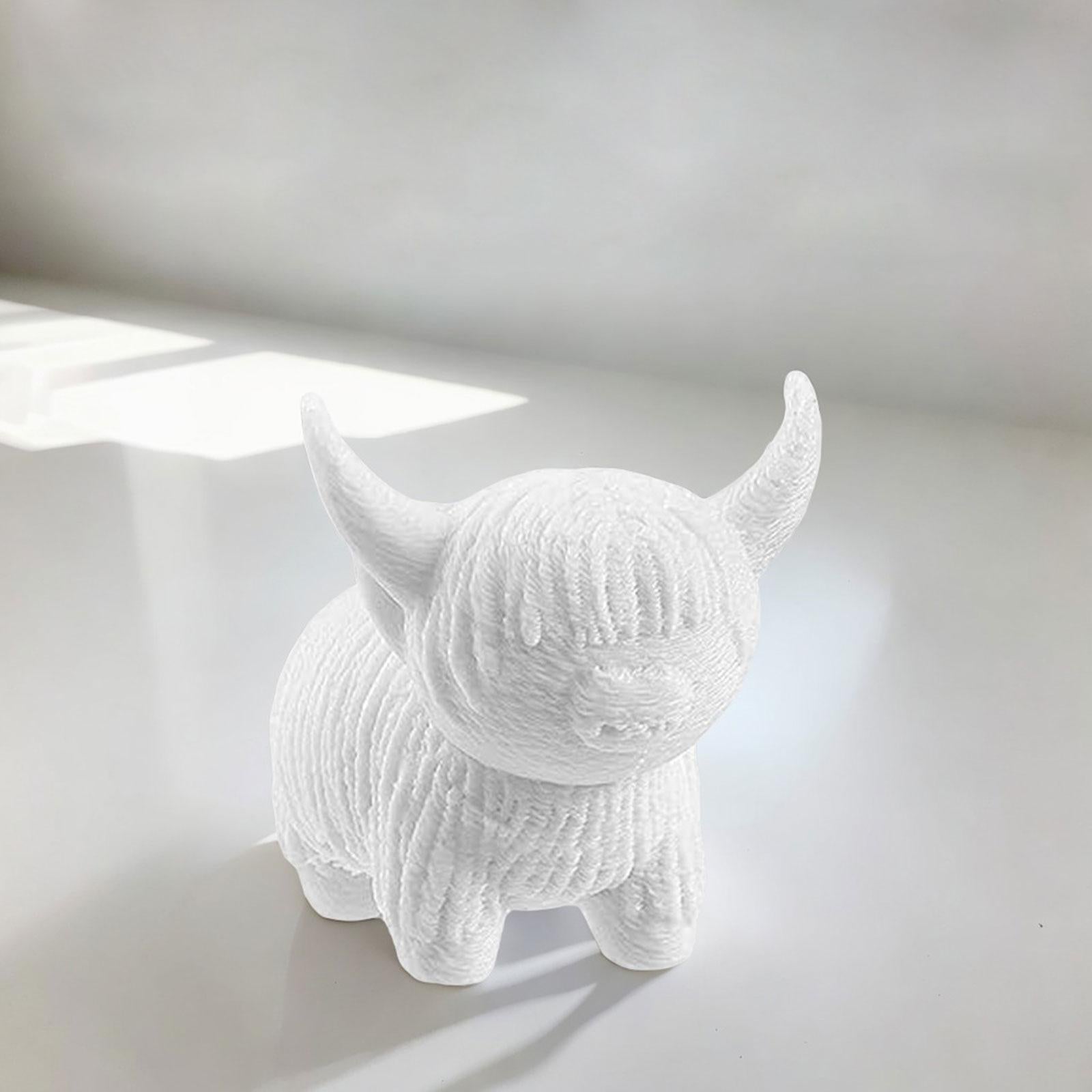 Cow Figurine Mini Souvenirs Gift Craft Ornament for Office Fireplace Cabinet L White