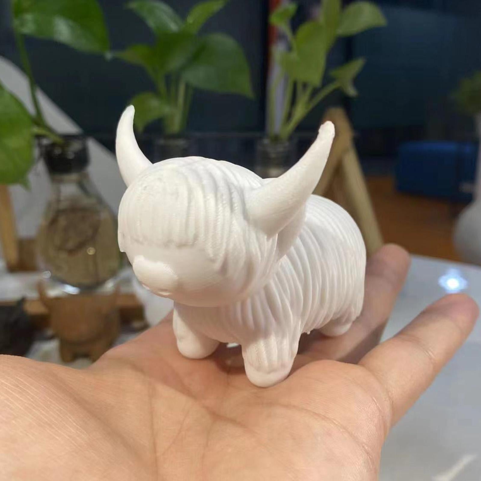 Cow Figurine Mini Souvenirs Gift Craft Ornament for Office Fireplace Cabinet L White