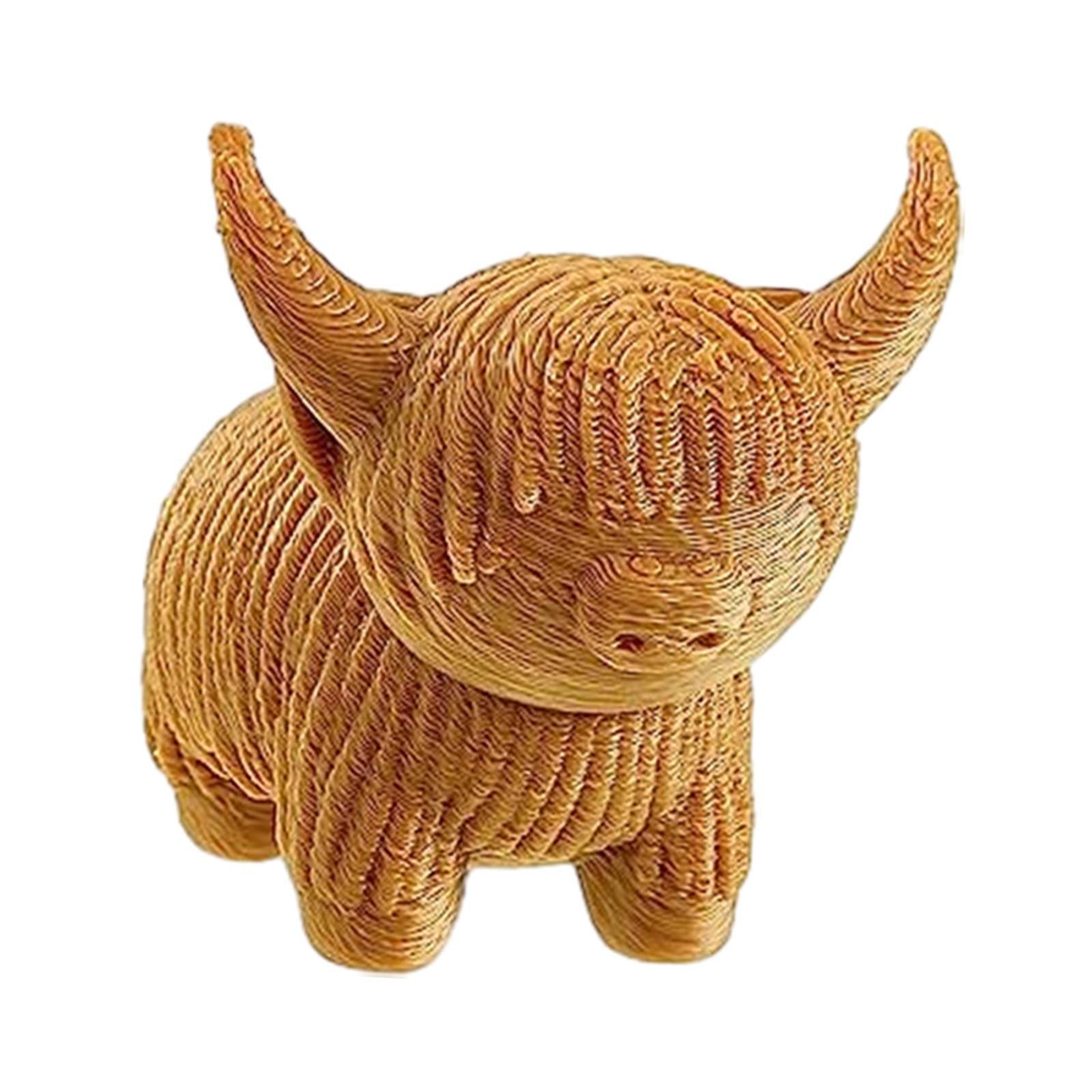 Cow Figurine Mini Souvenirs Gift Craft Ornament for Office Fireplace Cabinet L Brown