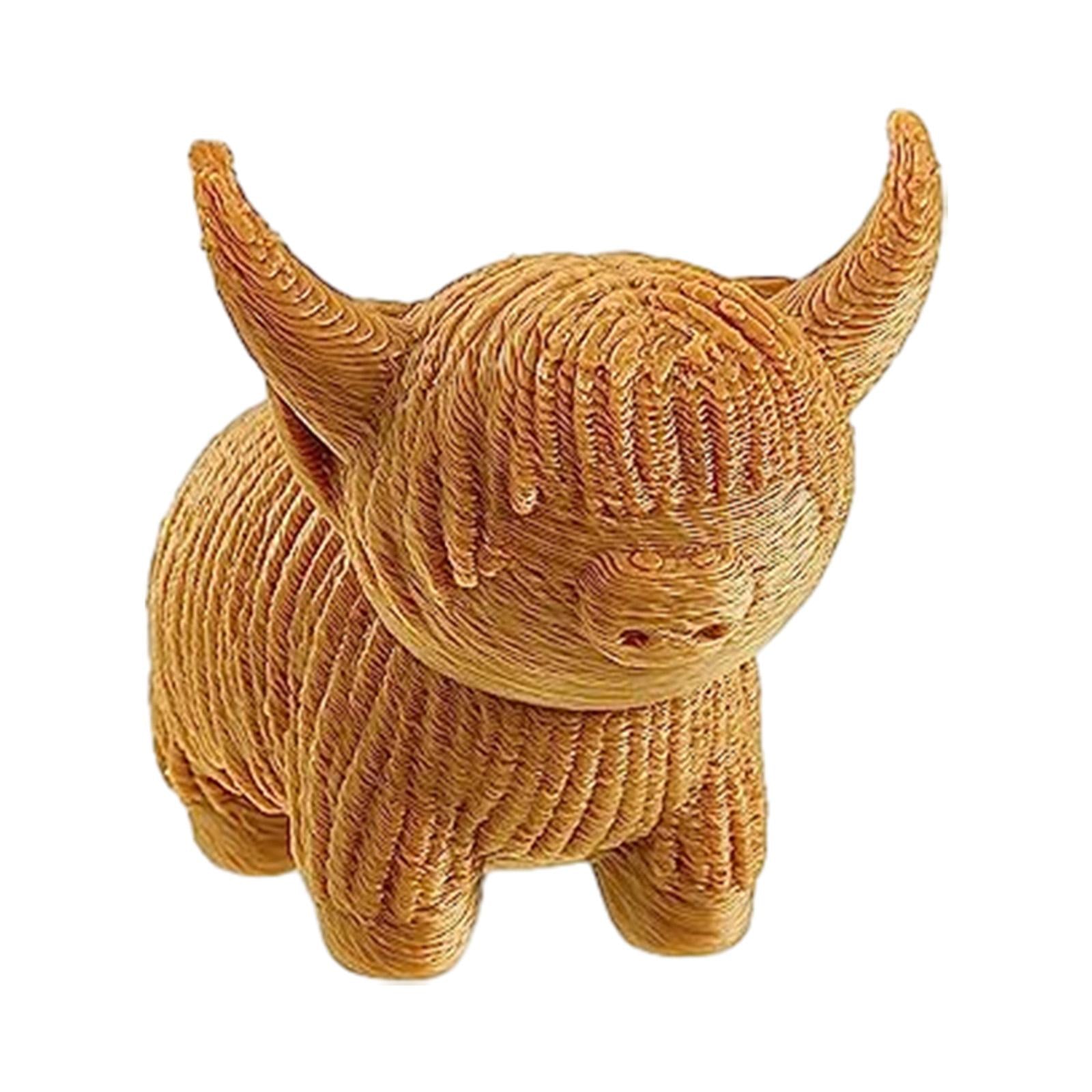 Cow Figurine Mini Souvenirs Gift Craft Ornament for Office Fireplace Cabinet L Brown