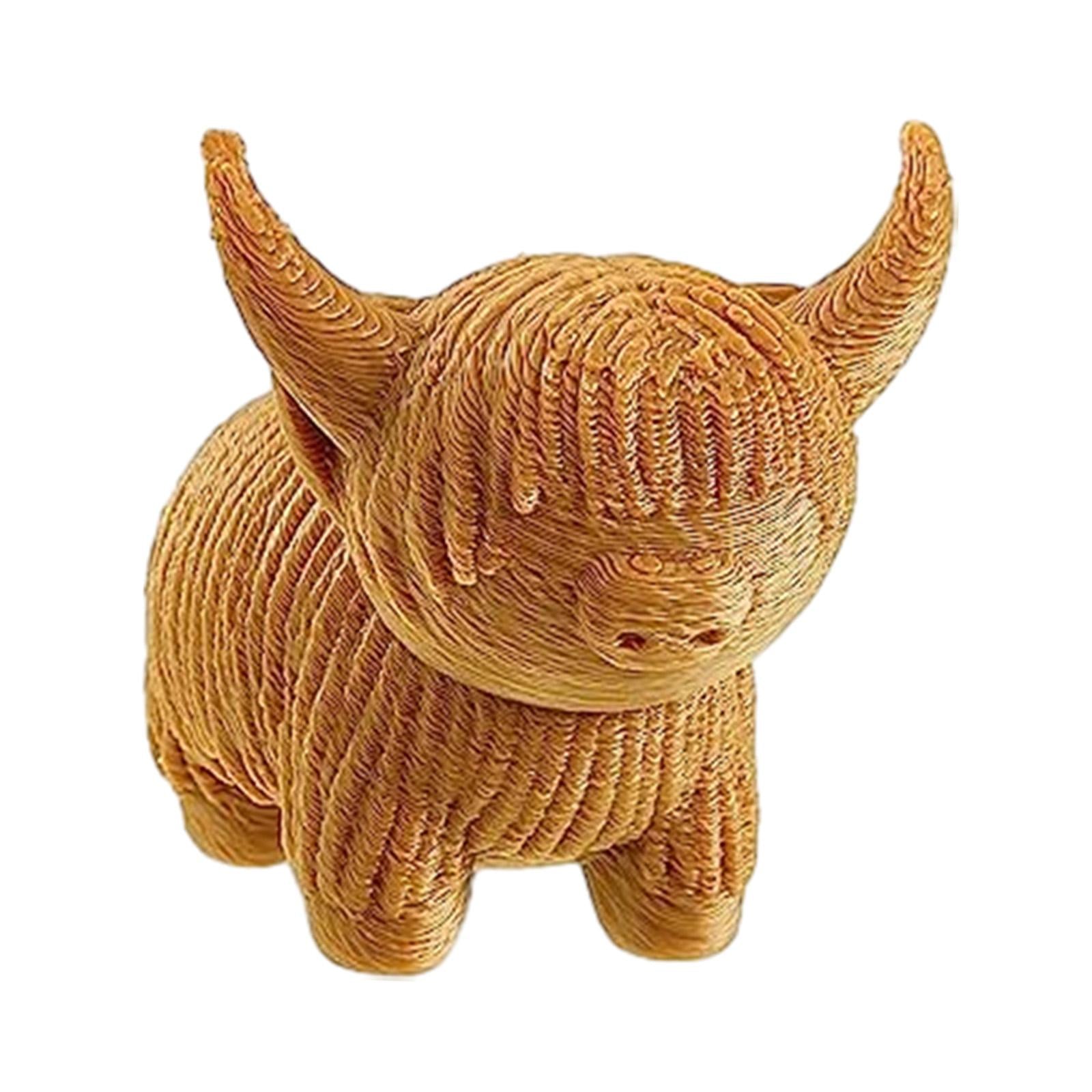 Cow Figurine Mini Souvenirs Gift Craft Ornament for Office Fireplace Cabinet L Brown