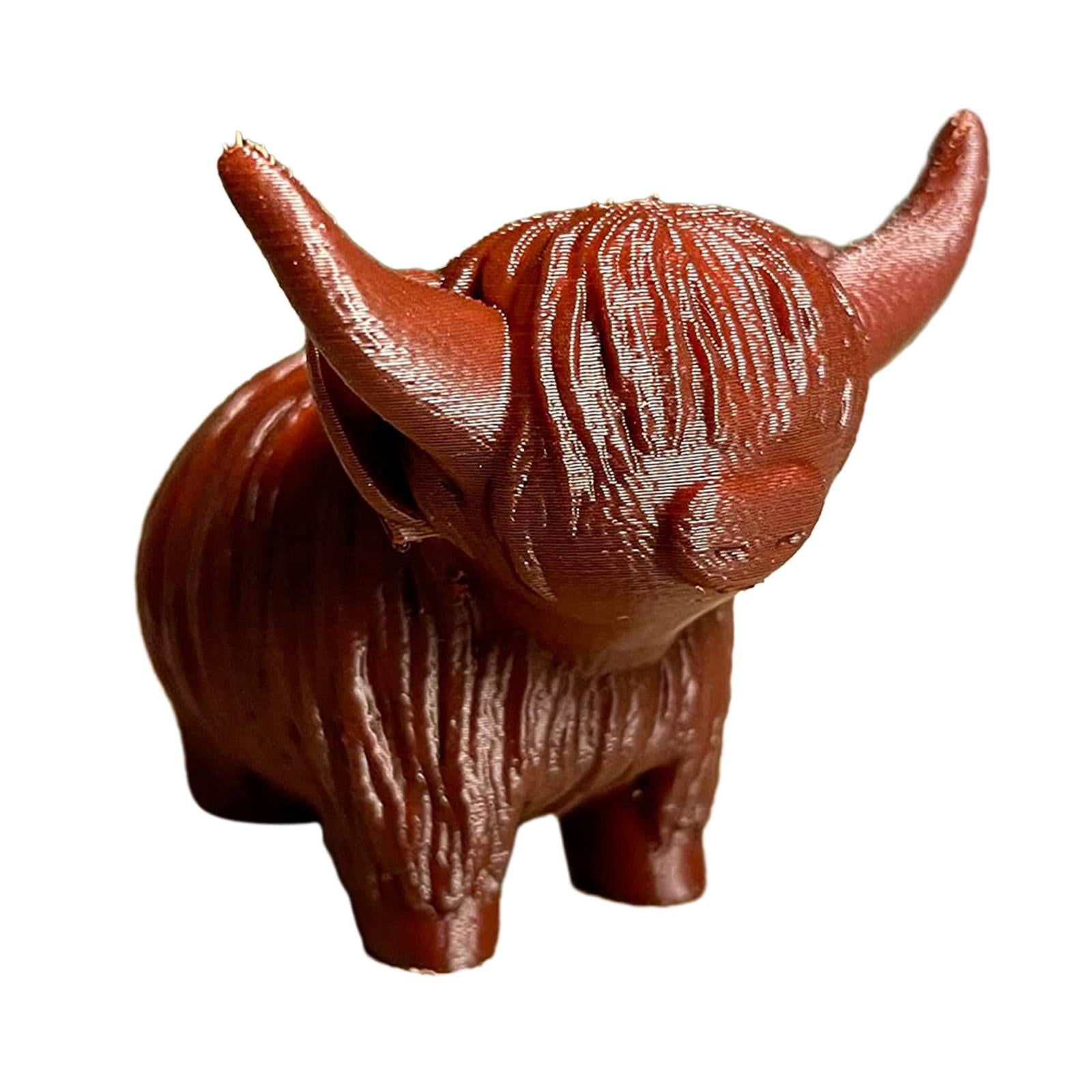 Cow Figurine Mini Souvenirs Gift Craft Ornament for Office Fireplace Cabinet L Maroon