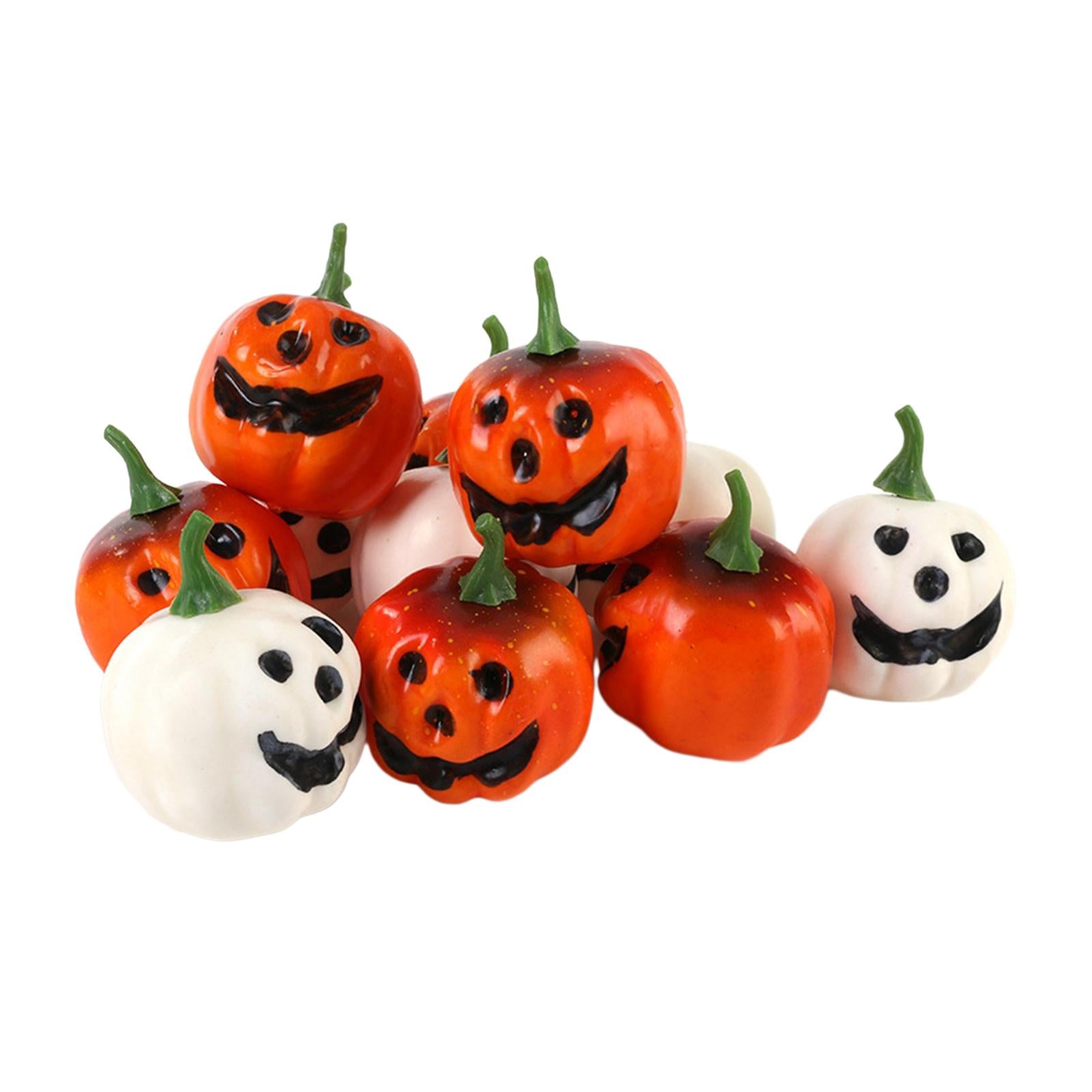 12Pcs Artificial Smiling Face Pumpkins Halloween Supplies Versatile Lifelike