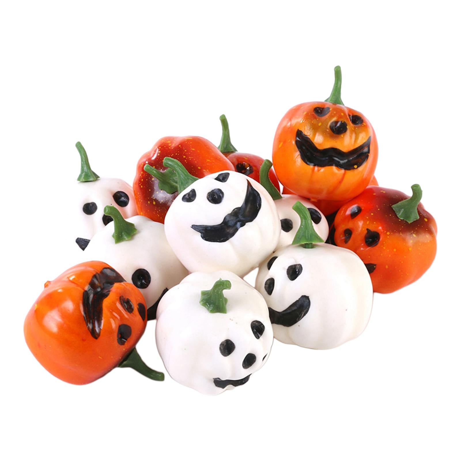 12Pcs Artificial Smiling Face Pumpkins Halloween Supplies Versatile Lifelike