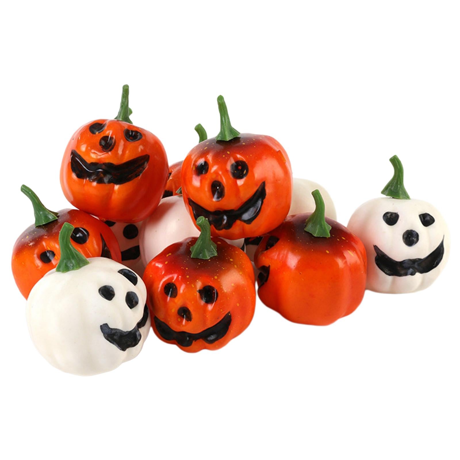 12Pcs Artificial Smiling Face Pumpkins Halloween Supplies Versatile Lifelike