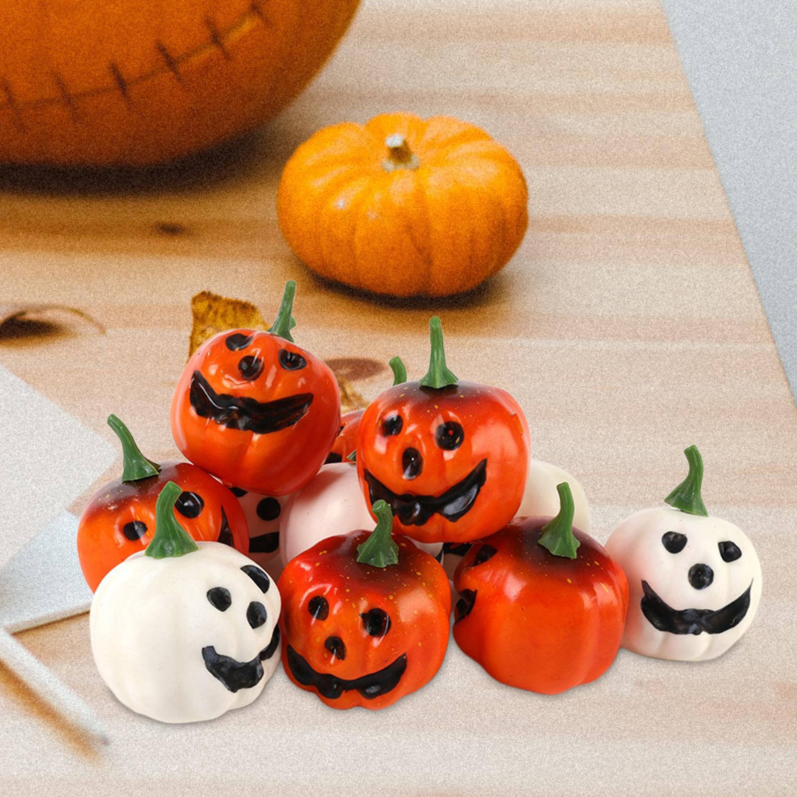 12Pcs Artificial Smiling Face Pumpkins Halloween Supplies Versatile Lifelike