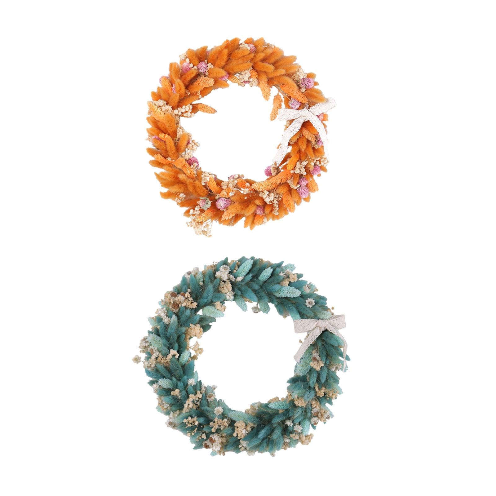 Harvest Festival Wreath Round 14inch Fall Wreath for Wall Wedding Decoration Orange
