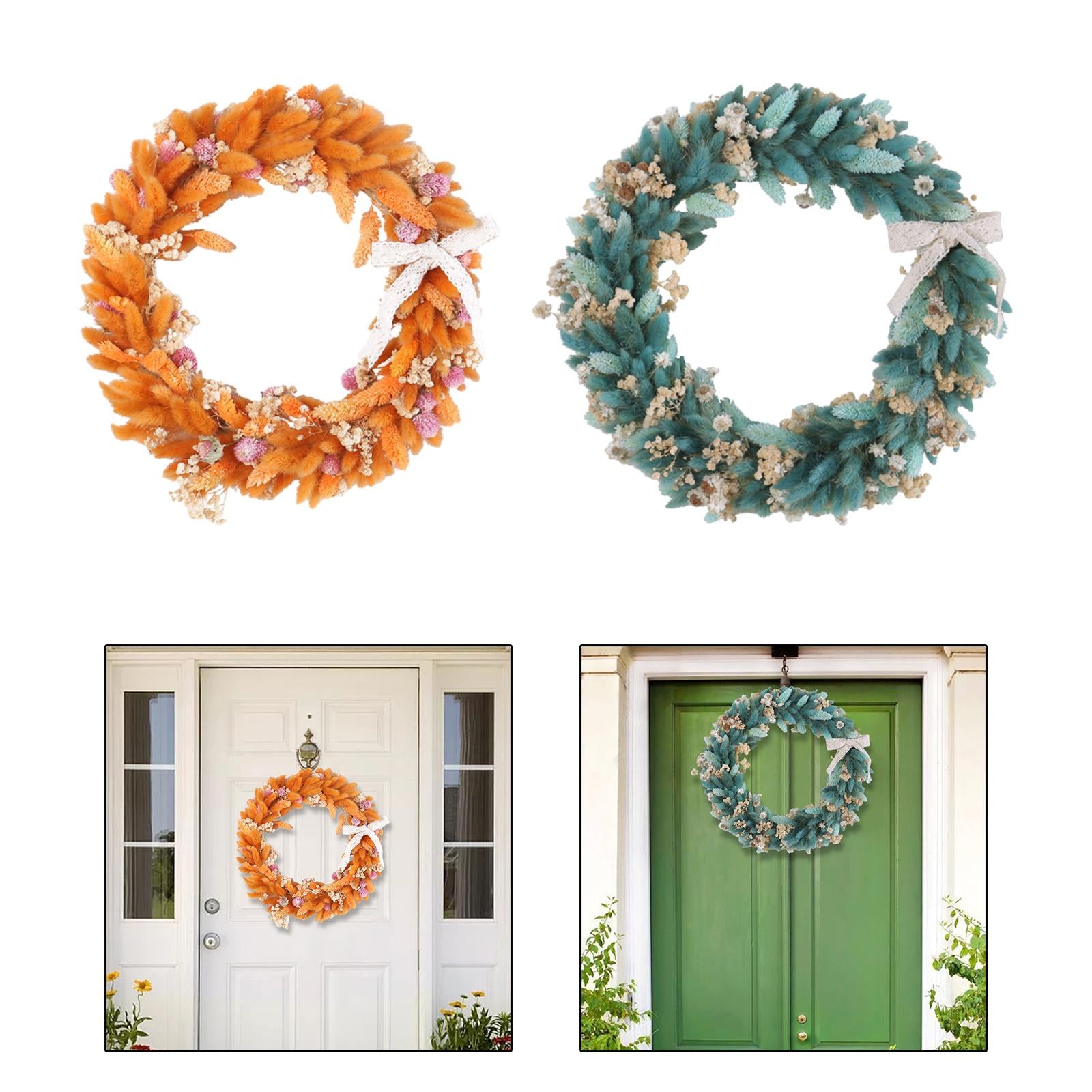 Harvest Festival Wreath Round 14inch Fall Wreath for Wall Wedding Decoration Orange