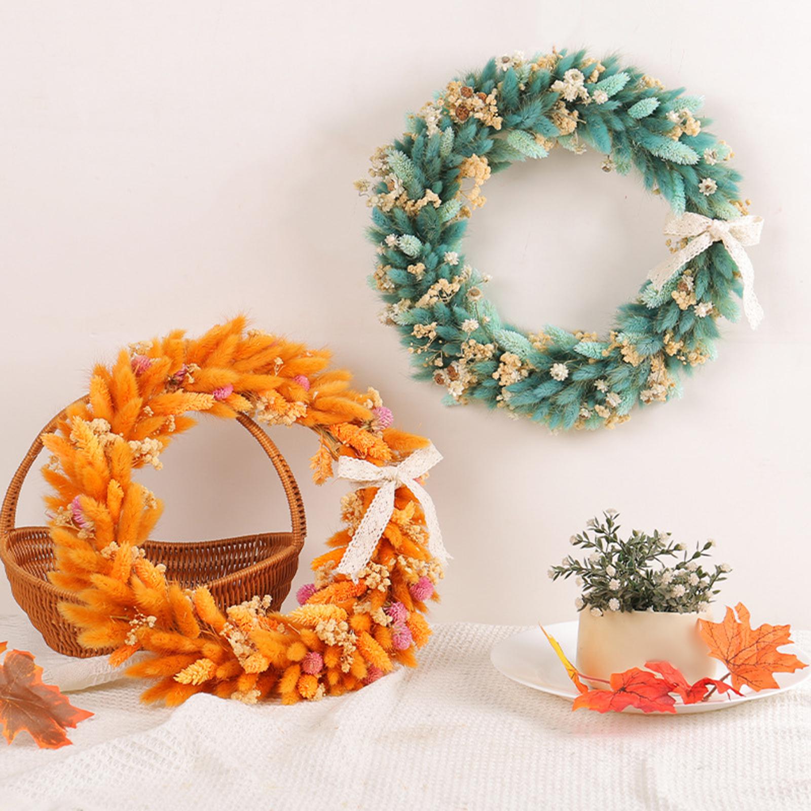 Harvest Festival Wreath Round 14inch Fall Wreath for Wall Wedding Decoration Orange