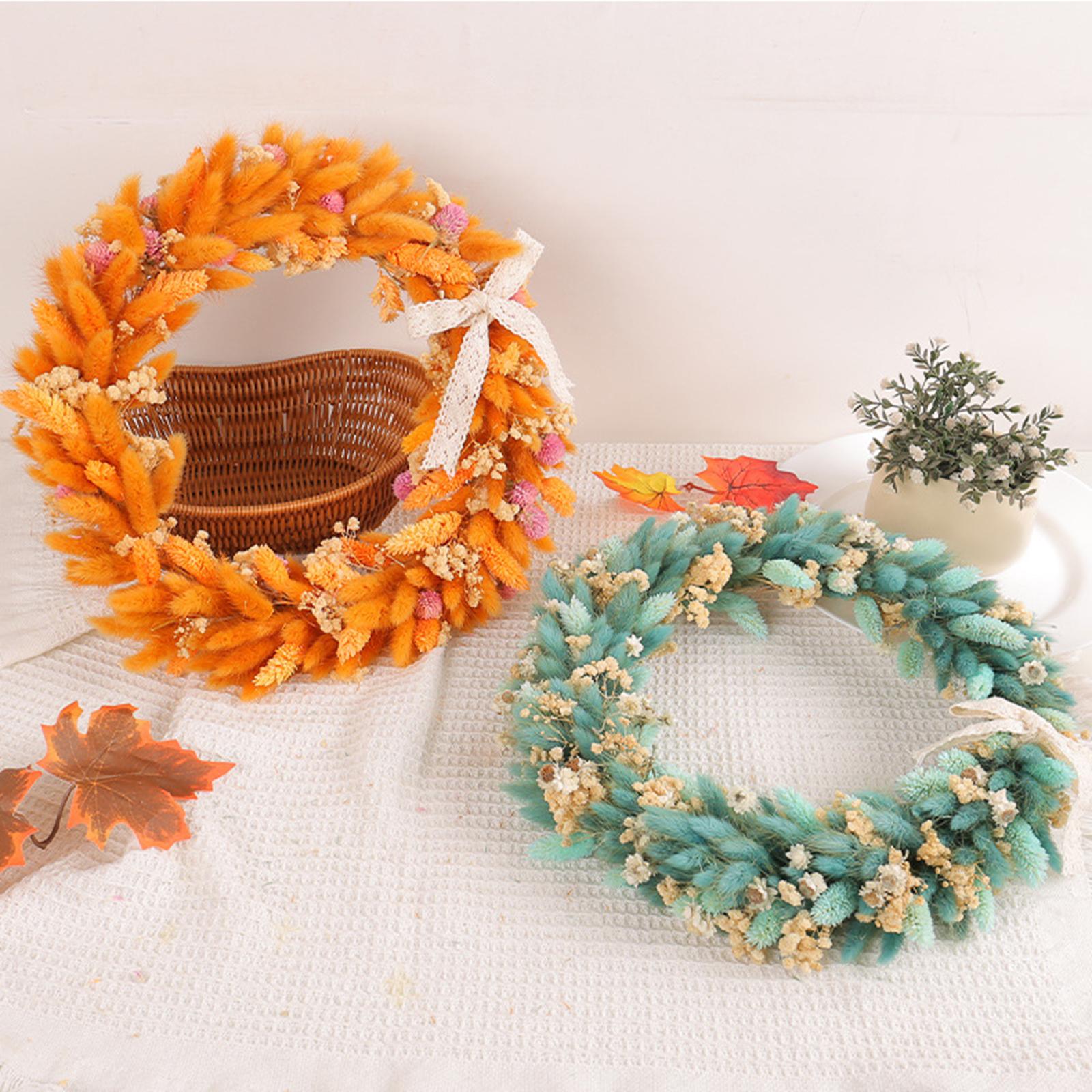 Harvest Festival Wreath Round 14inch Fall Wreath for Wall Wedding Decoration Orange
