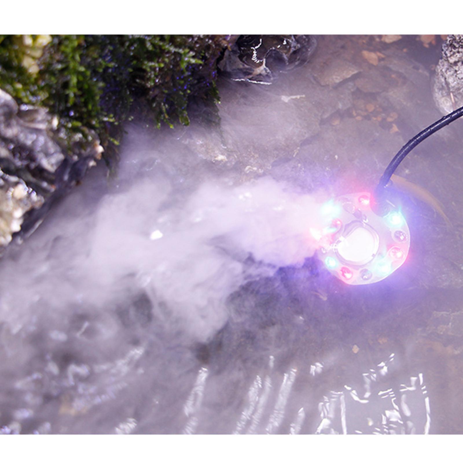 Ultrasonic Mist Maker Fogger Ornament 12 LED for Fish Tank Birdbath Sink Pot