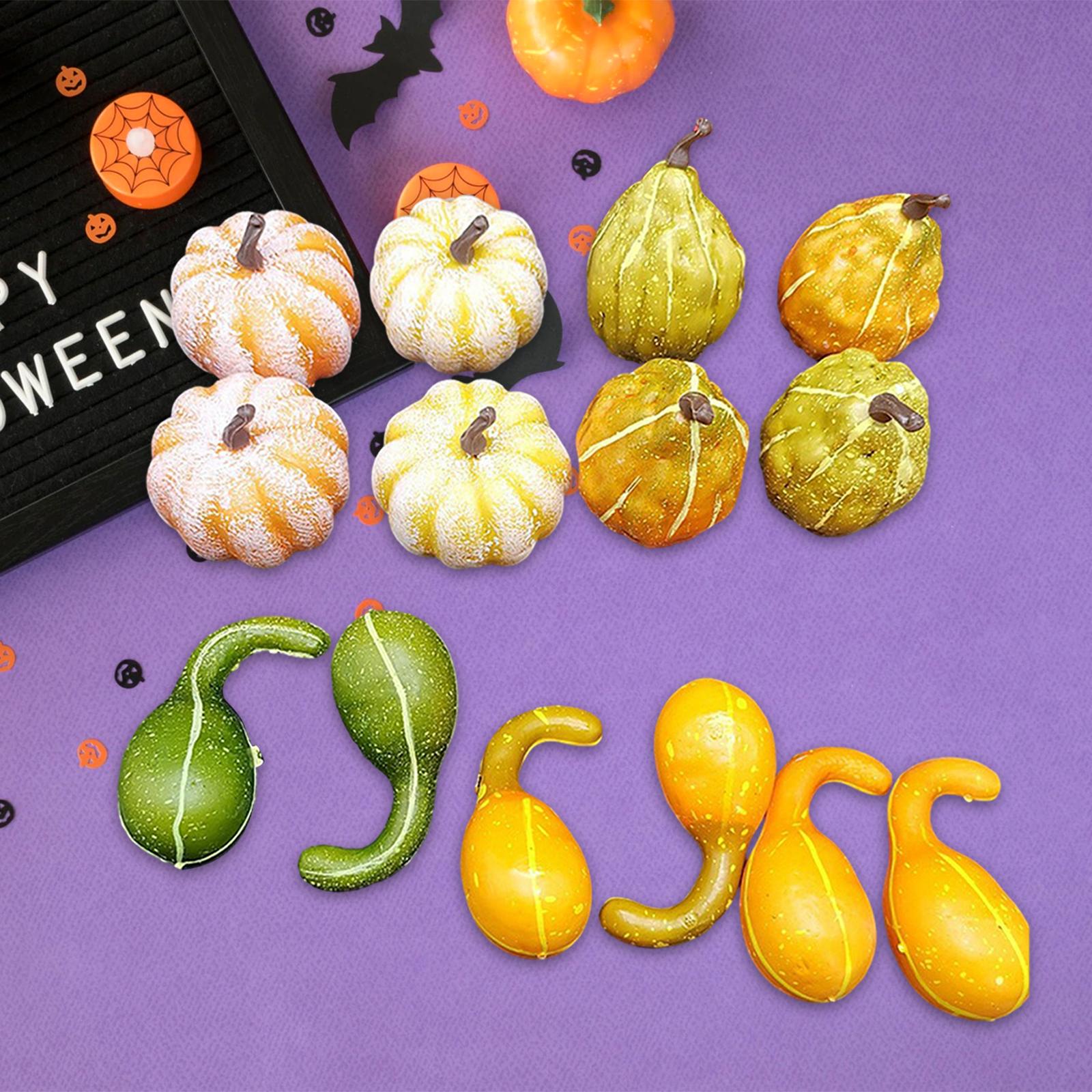 Artificial Harvest Pumpkins Halloween Vegetable Model Durable Assorted Color Style E