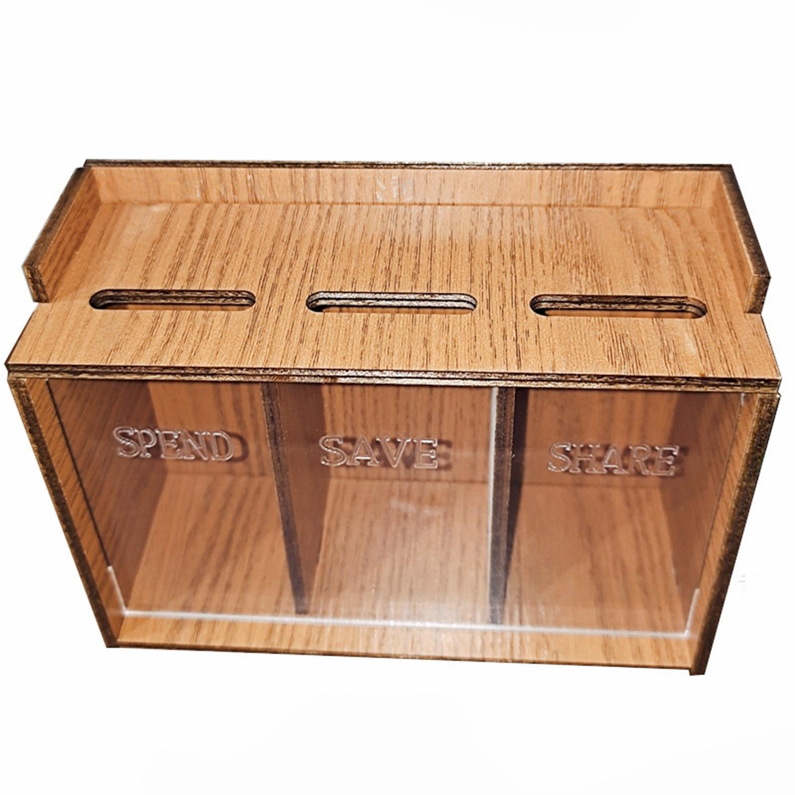 Coin Bank Money Bank Money Saving Box Desk Dorm Boys Girls Wooden Piggy Bank 15cmx10cmx5.8cm