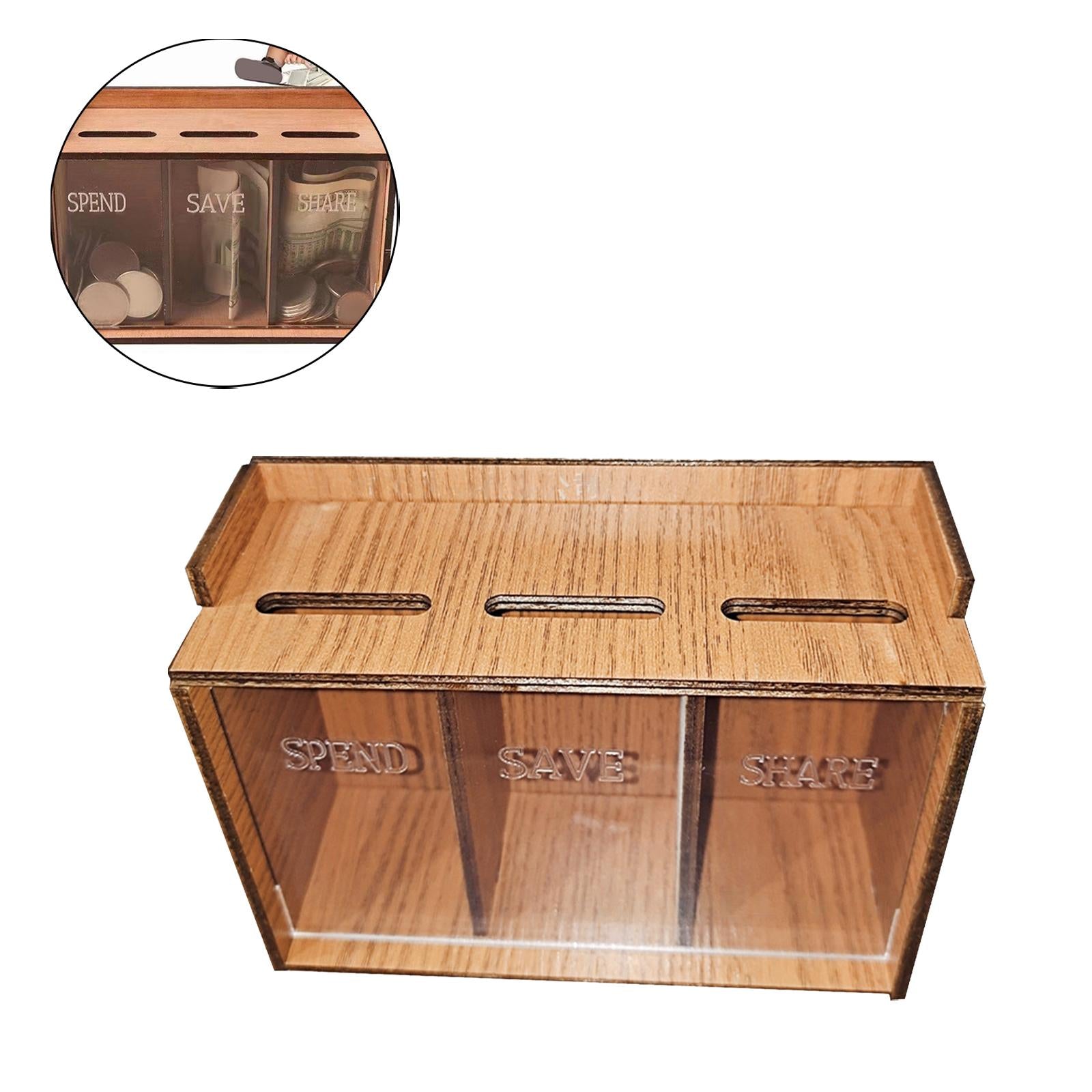 Coin Bank Money Bank Money Saving Box Desk Dorm Boys Girls Wooden Piggy Bank 15cmx10cmx5.8cm