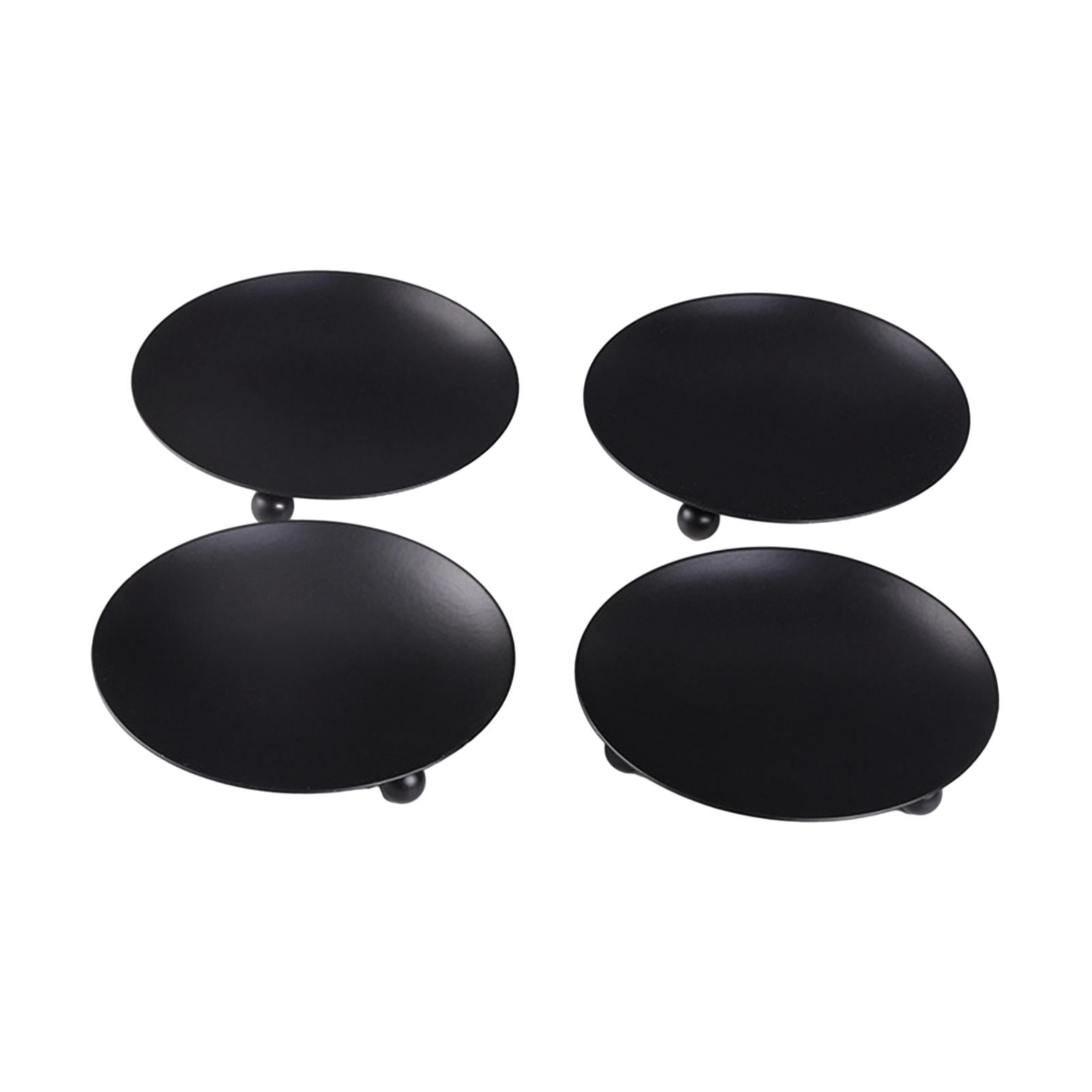 Metal Plate Candle Holder Tea Light Stand for Dinner Party Dinner Table Home Black 4pcs