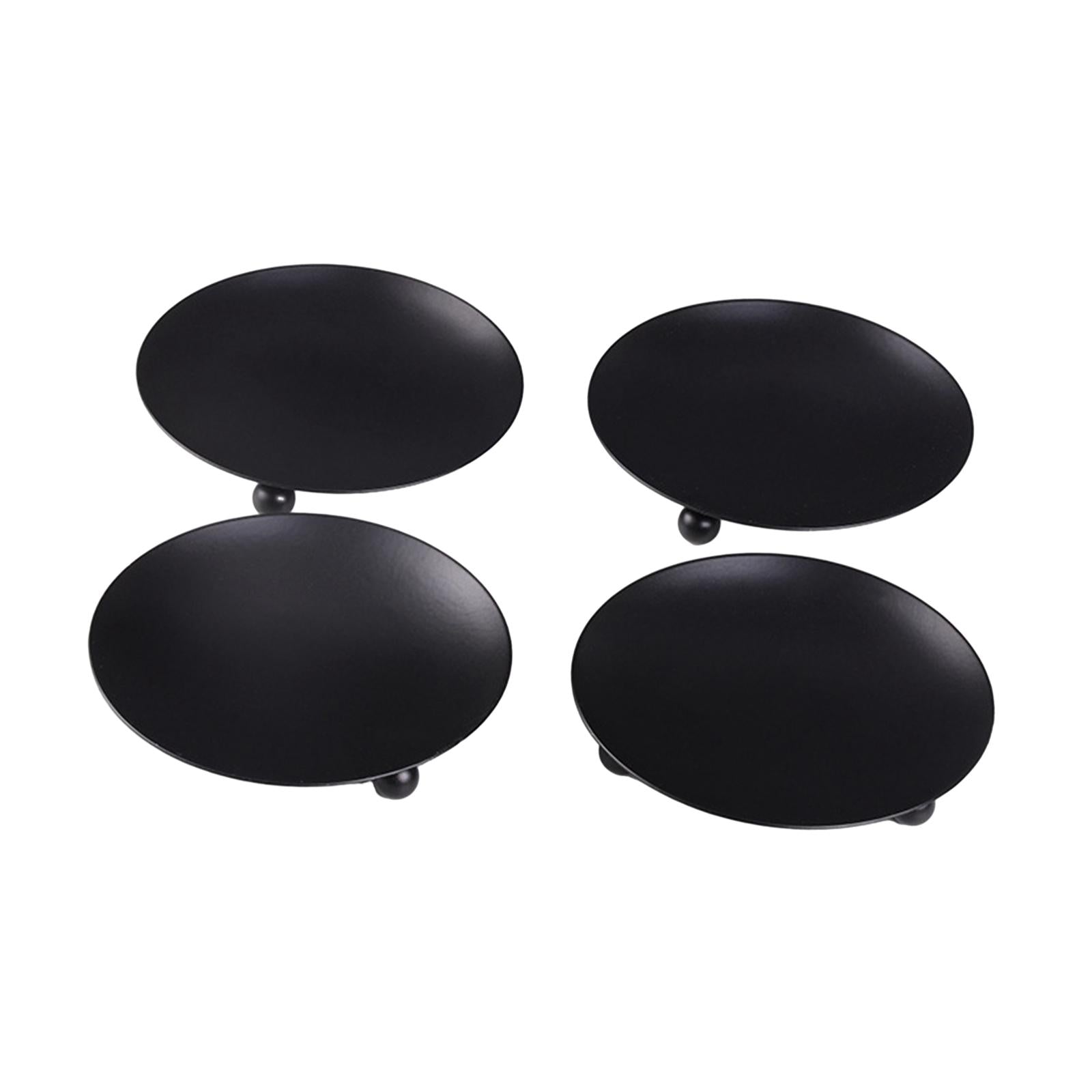 Metal Plate Candle Holder Tea Light Stand for Dinner Party Dinner Table Home Black 4pcs