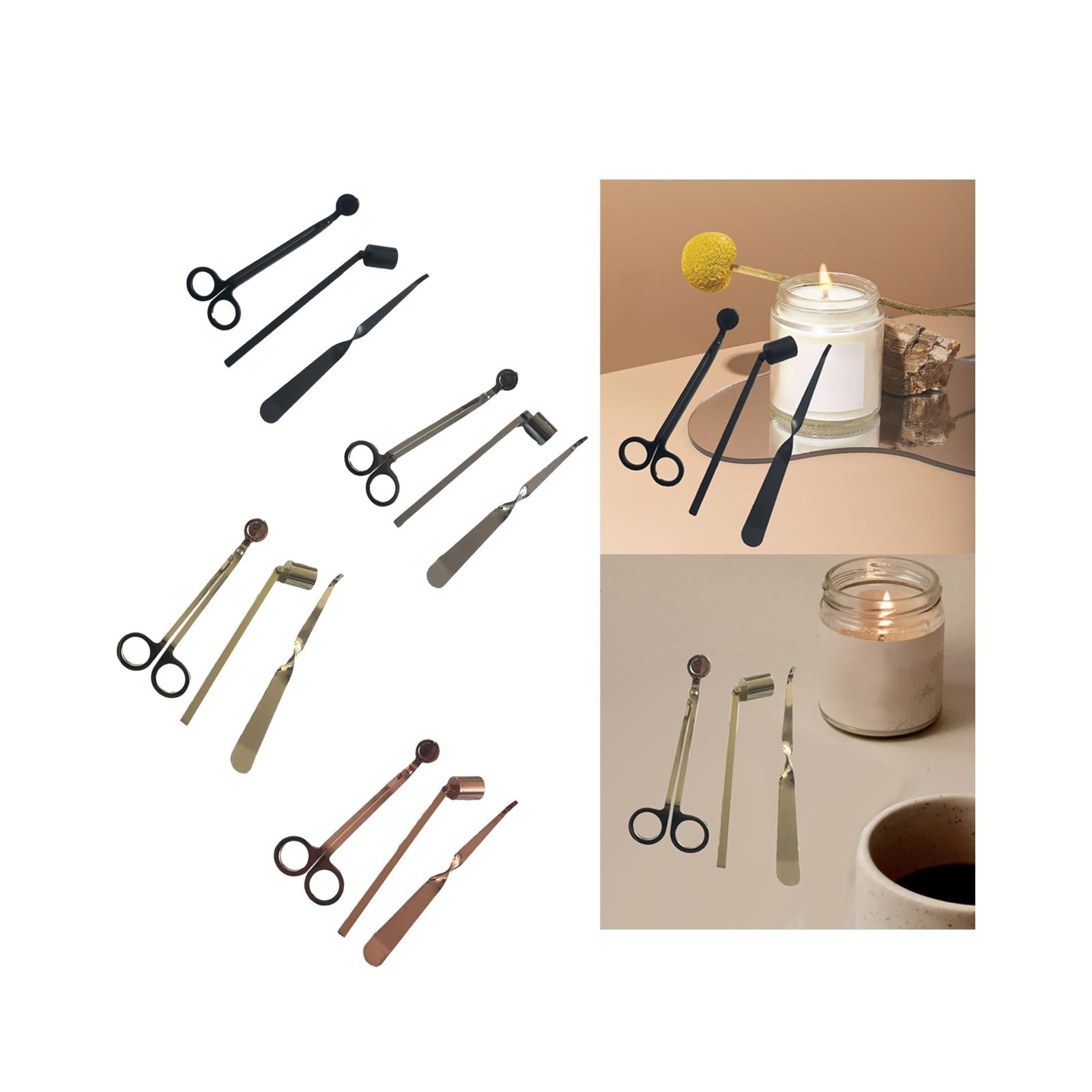 3 Pieces Candle Wick Trimmer Scissors Set Wick Cutter Candle Accessories Kit Black