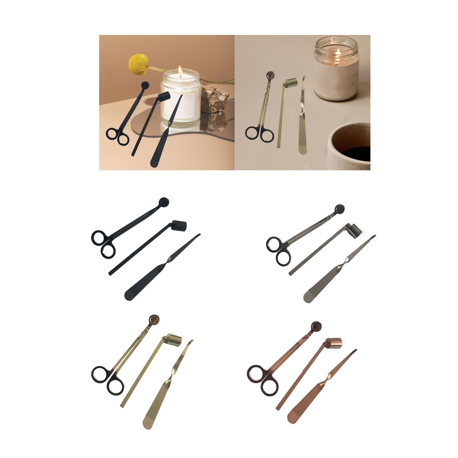3 Pieces Candle Wick Trimmer Scissors Set Wick Cutter Candle Accessories Kit Black