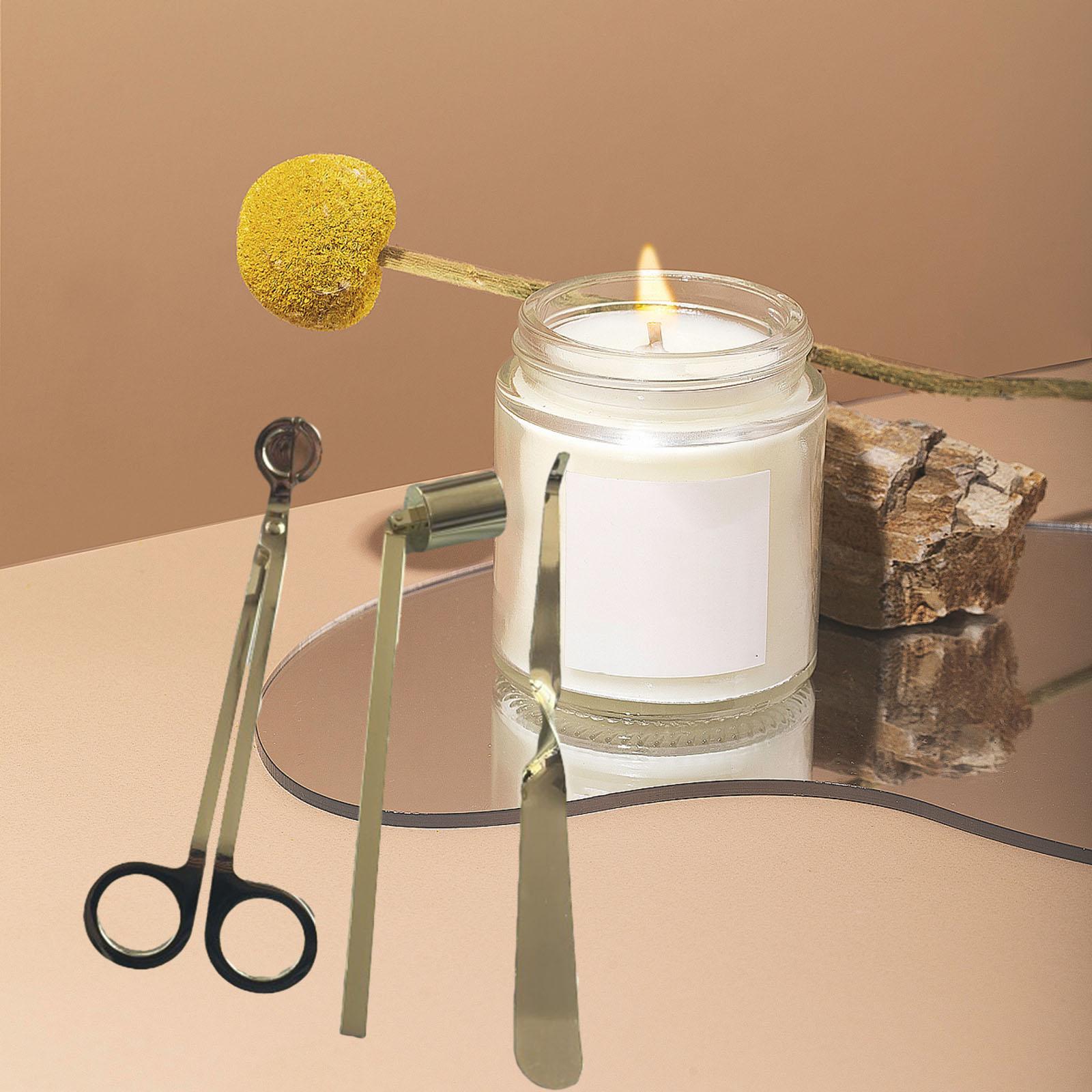 3 Pieces Candle Wick Trimmer Scissors Set Wick Cutter Candle Accessories Kit Golden