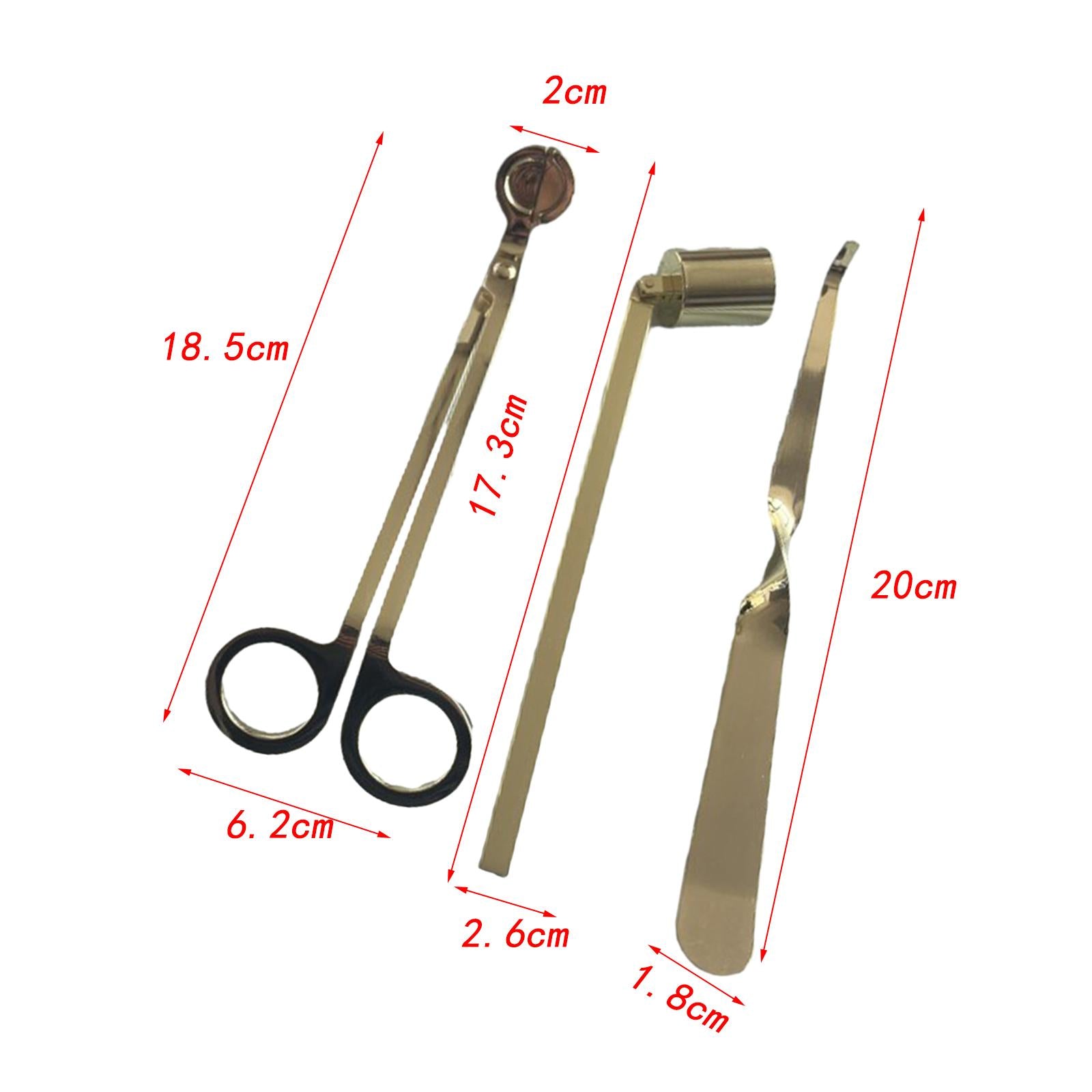3 Pieces Candle Wick Trimmer Scissors Set Wick Cutter Candle Accessories Kit Golden