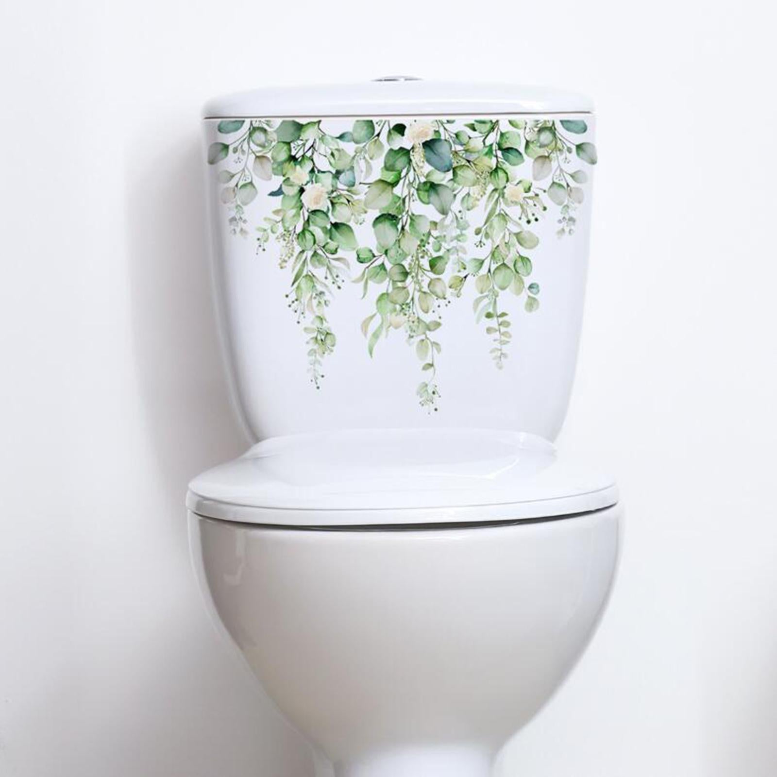 Green Plant Pattern Bathroom Toilet Wall Decal 25x35cm for WC Restroom Decor