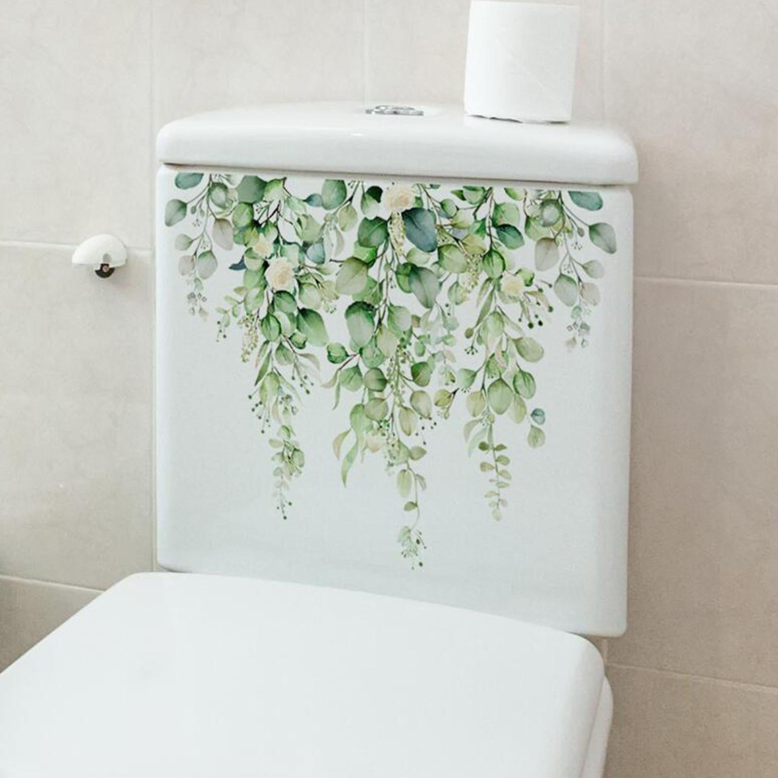 Green Plant Pattern Bathroom Toilet Wall Decal 25x35cm for WC Restroom Decor