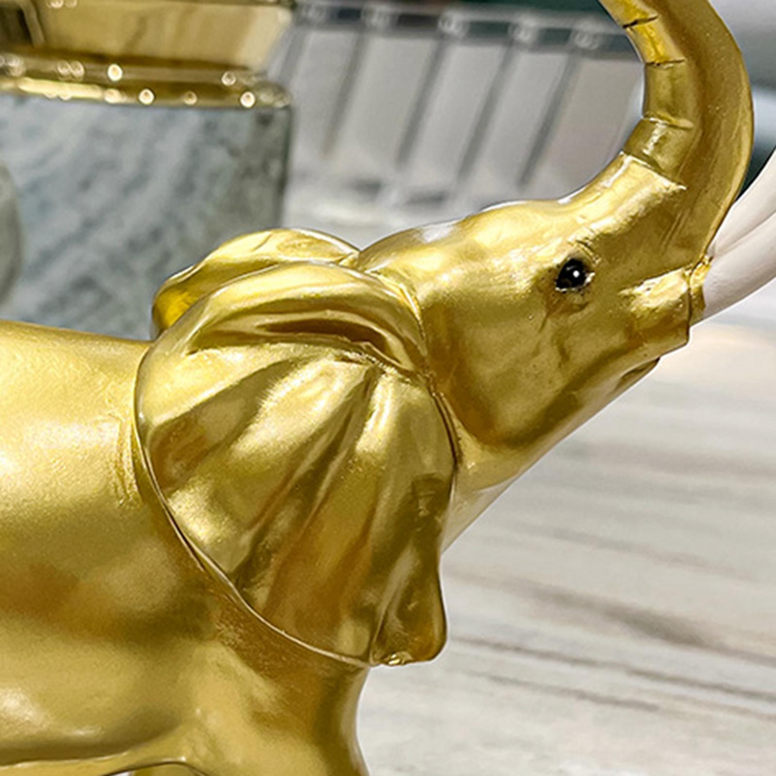 Elephant Statue Decor Ornament Desk Figurine for Exhibition Parties Entrance Gold