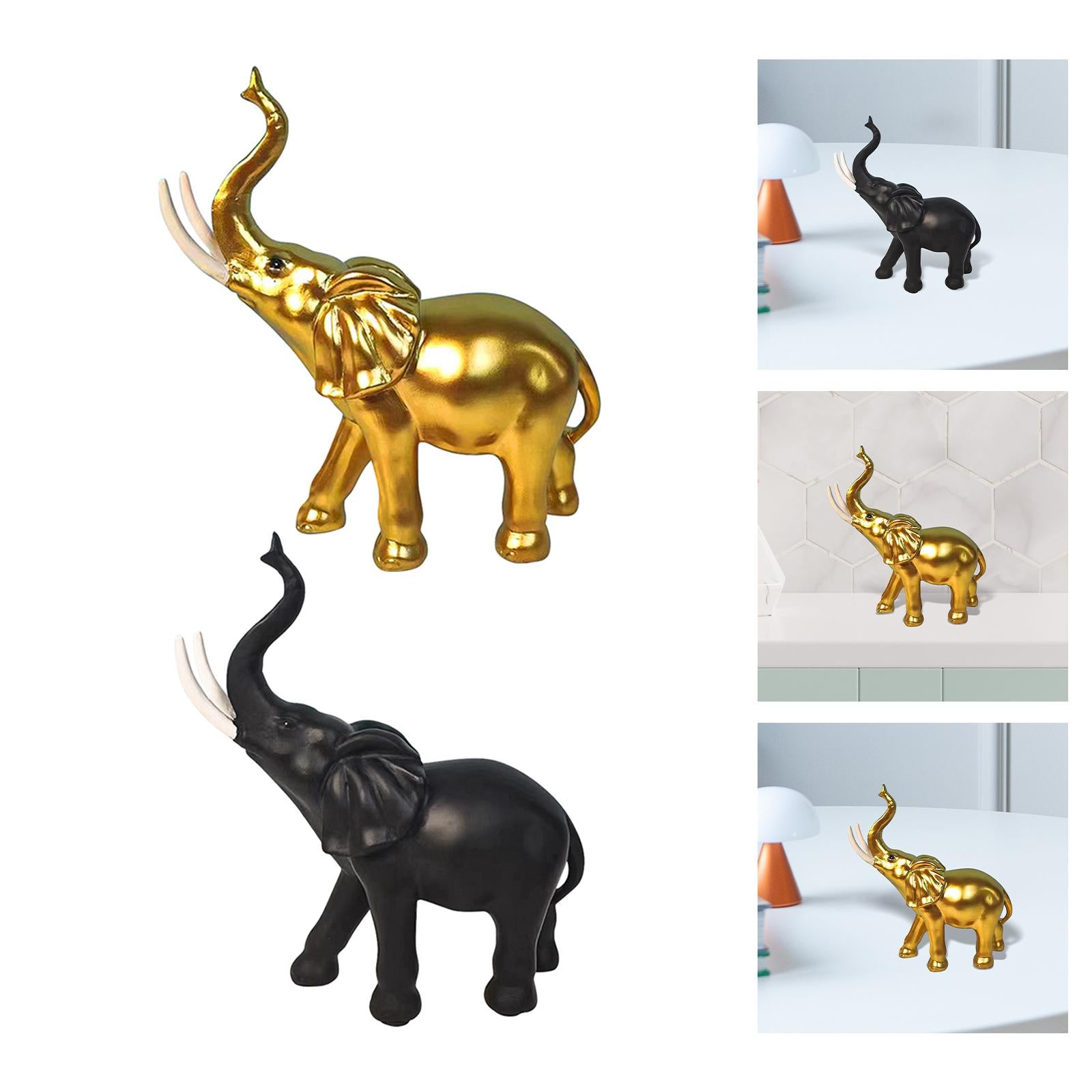 Elephant Statue Decor Ornament Desk Figurine for Exhibition Parties Entrance Gold