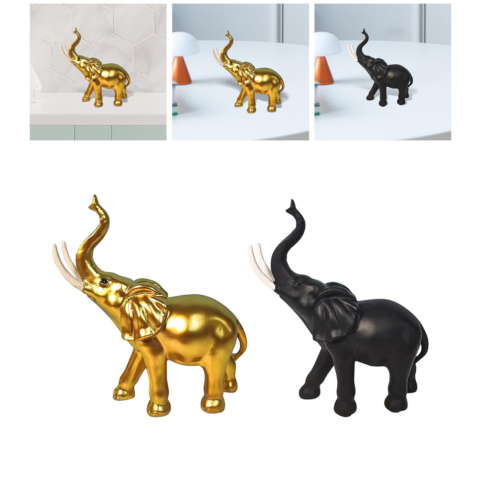 Elephant Statue Decor Ornament Desk Figurine for Exhibition Parties Entrance Gold