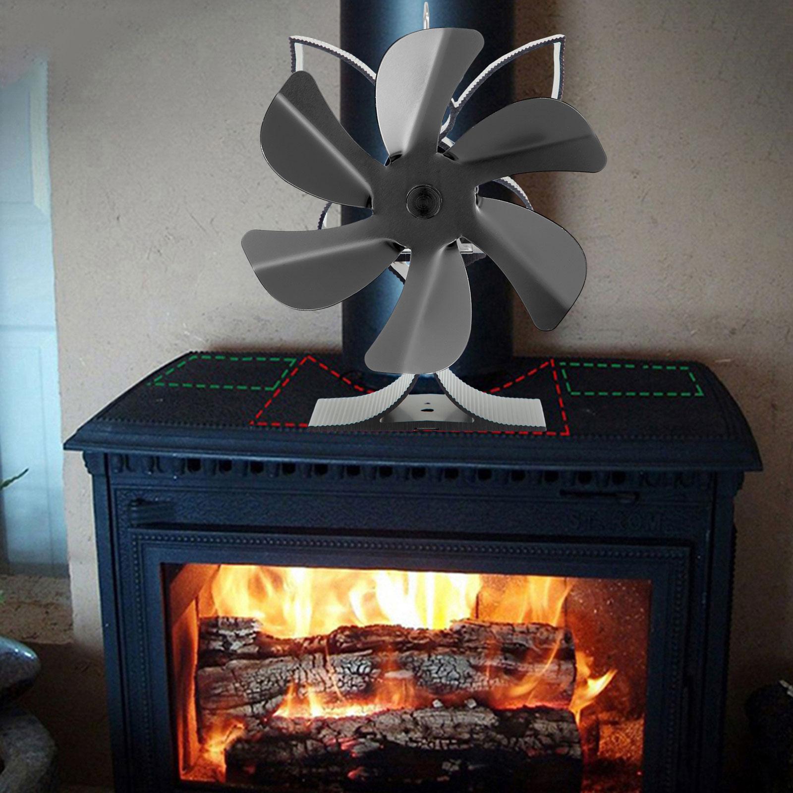 Xmas Logs Burner Heat Powered Fireplace Fan Energy Saving Versatile Aluminum