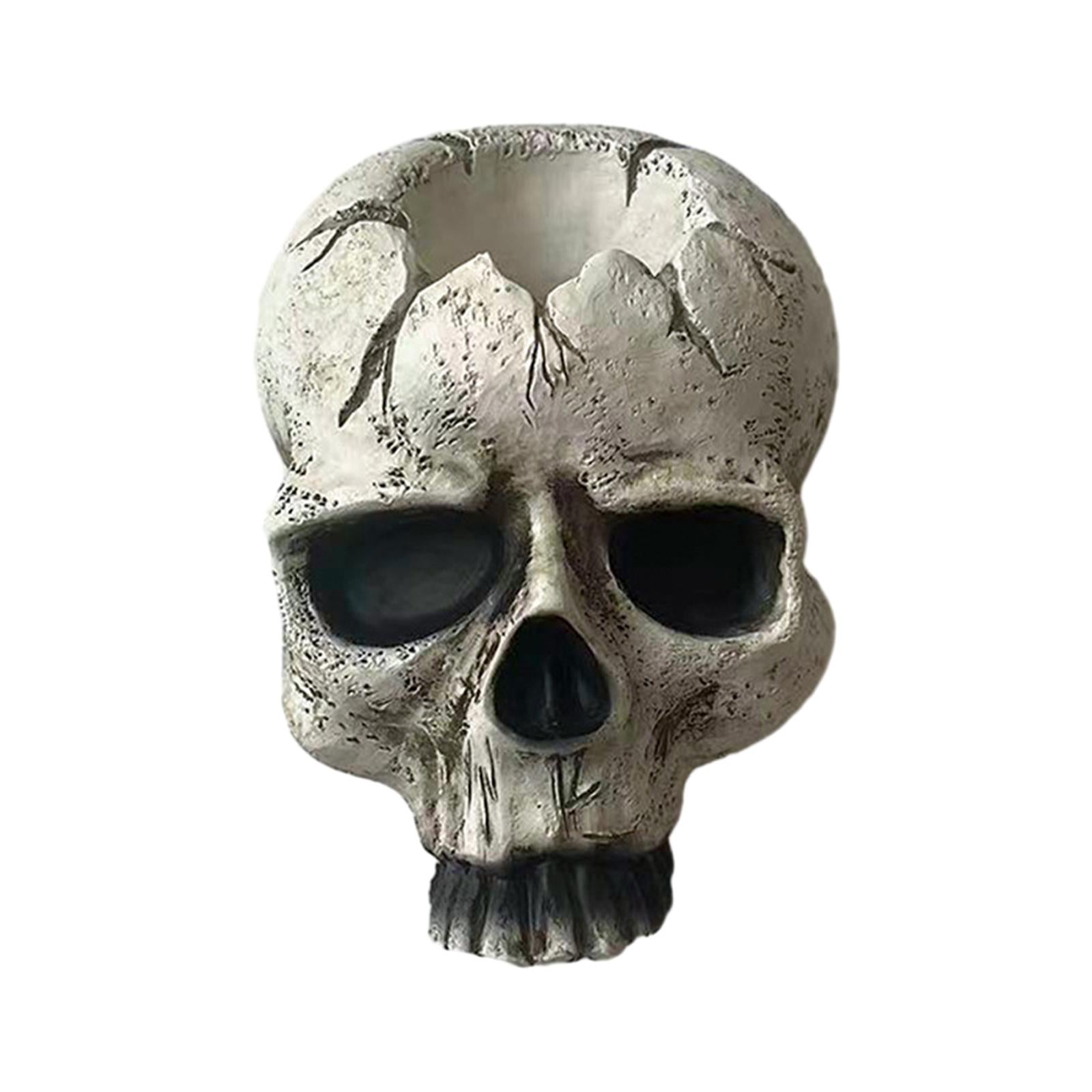 Halloween Skull Head Candle Holder Exquisite for Haunted House Holiday Party Full Face
