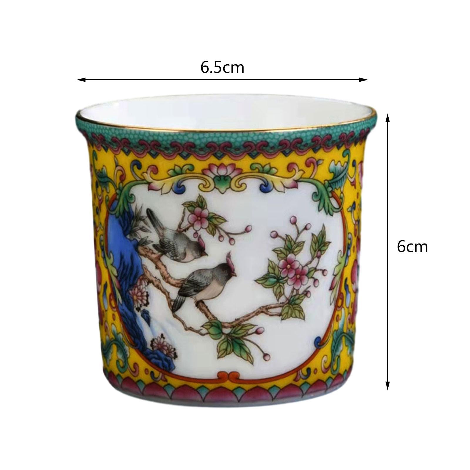 Ceramic Coffee Mug Chinese Durable Vintage Porcelain Tea Cup for Office Home Style A