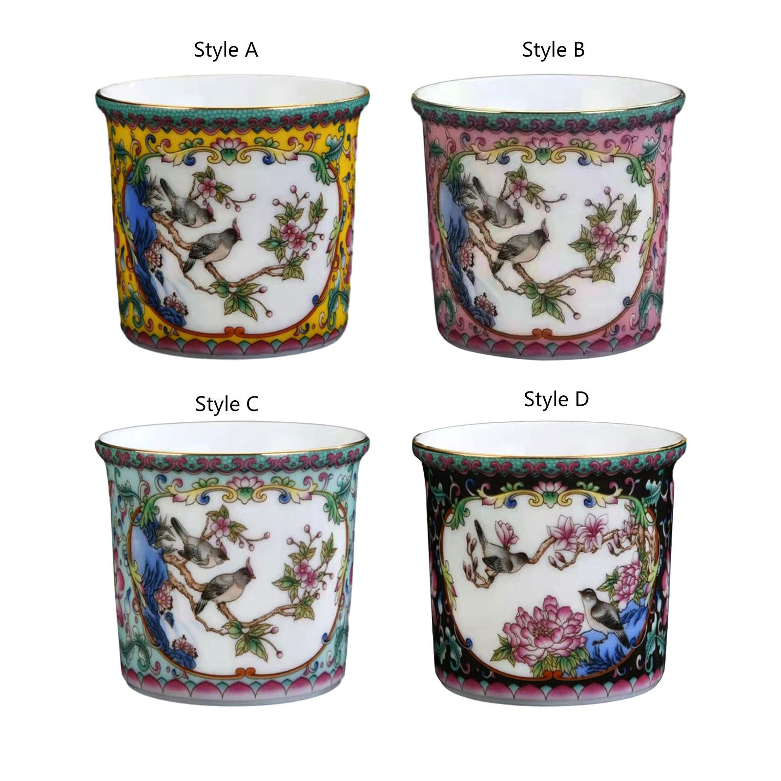 Ceramic Coffee Mug Chinese Durable Vintage Porcelain Tea Cup for Office Home Style A